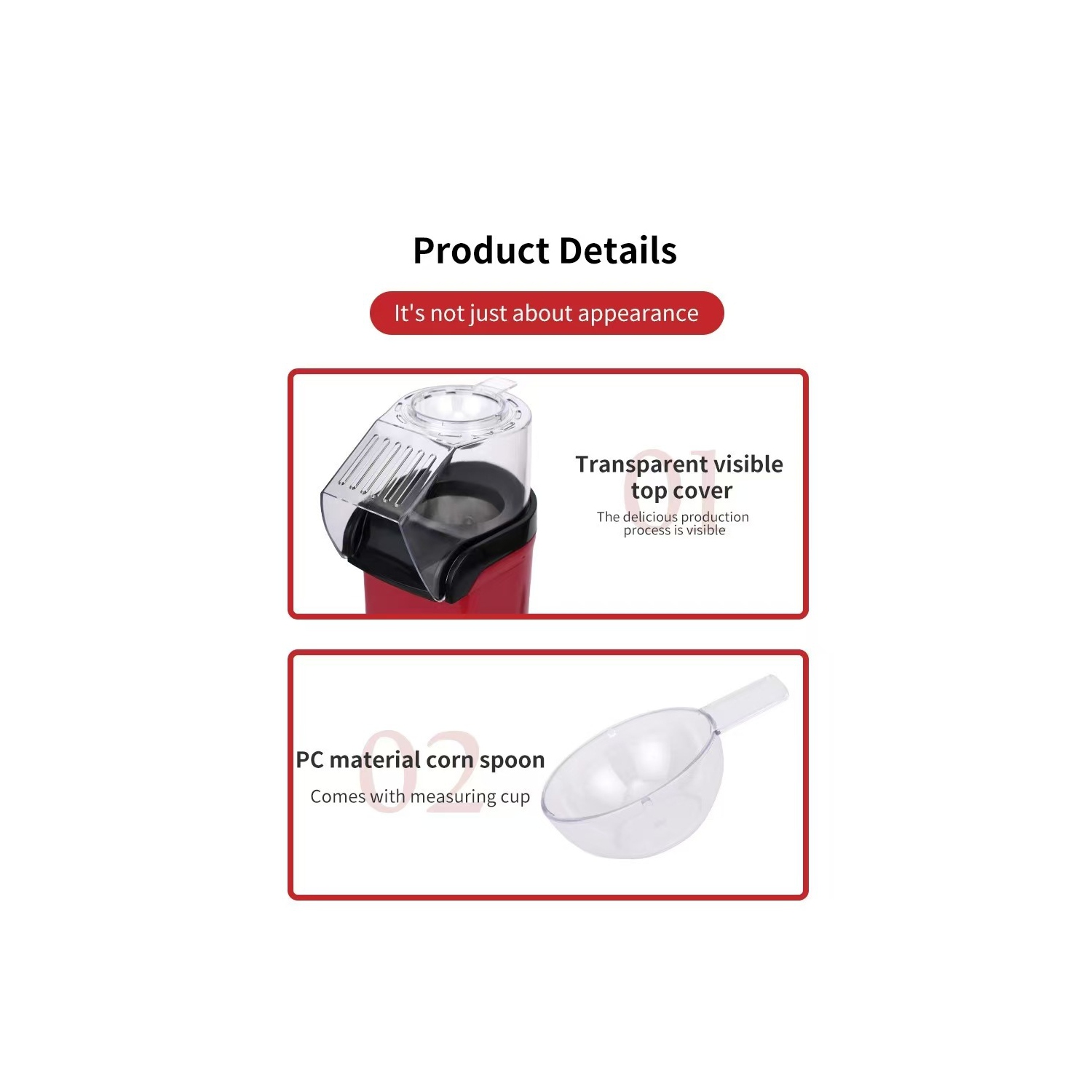 Hot air Popcorn maker automatic popcorn machine household small corn machine popcorn machine - red