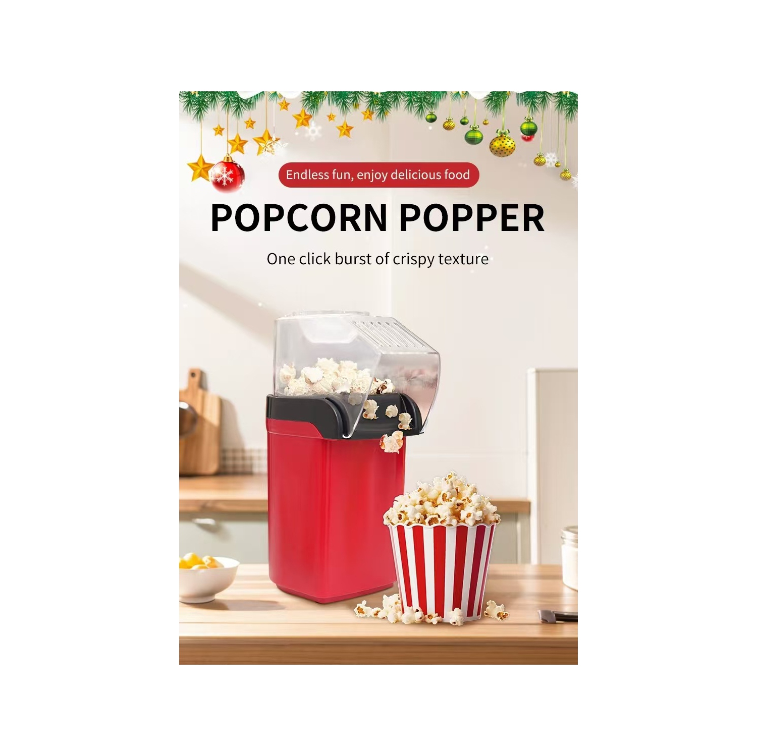 Hot air Popcorn maker automatic popcorn machine household small corn machine popcorn machine - red