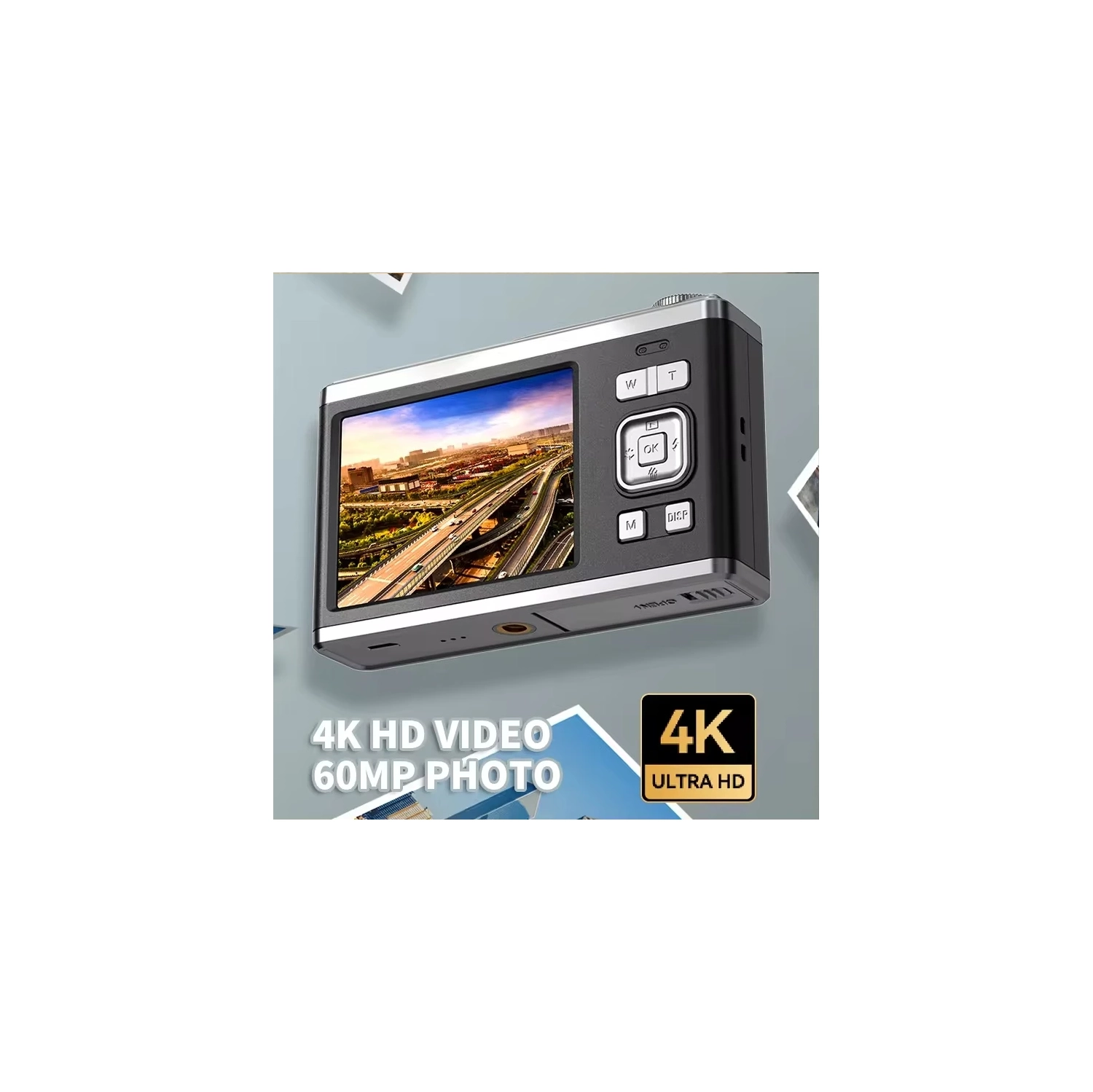 CCD new 4K high-definition zoom digital camera 64 million camera dual screen Selfie-32G card + card reader + OTG K23 silver