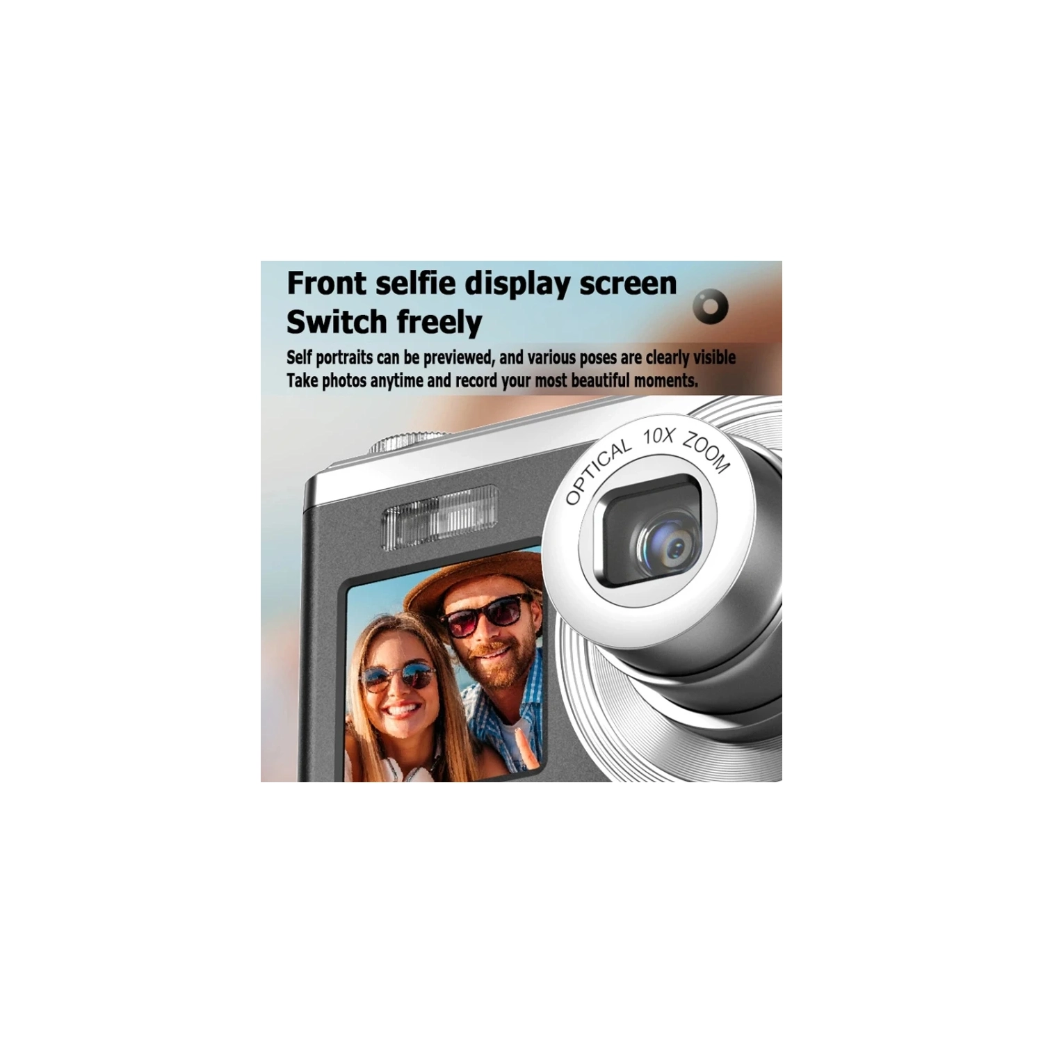 CCD new 4K high-definition zoom digital camera 64 million camera dual screen Selfie-32G card + card reader + OTG K23 silver