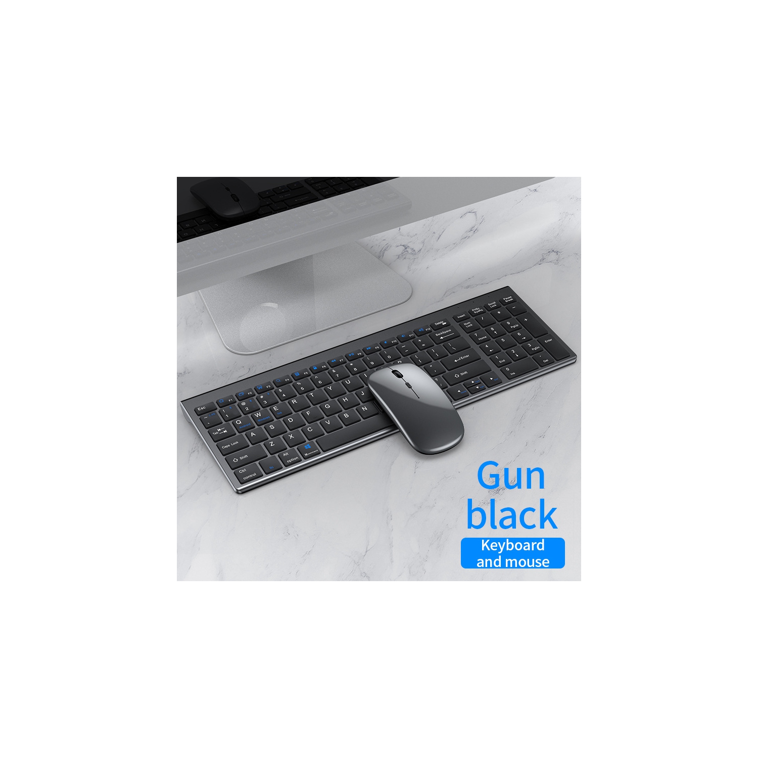 Wireless keyboard and mouse Bluetooth dual-mode ultra-thin set rechargeable office typing silent model suitable for iPad-Bluetooth wireless