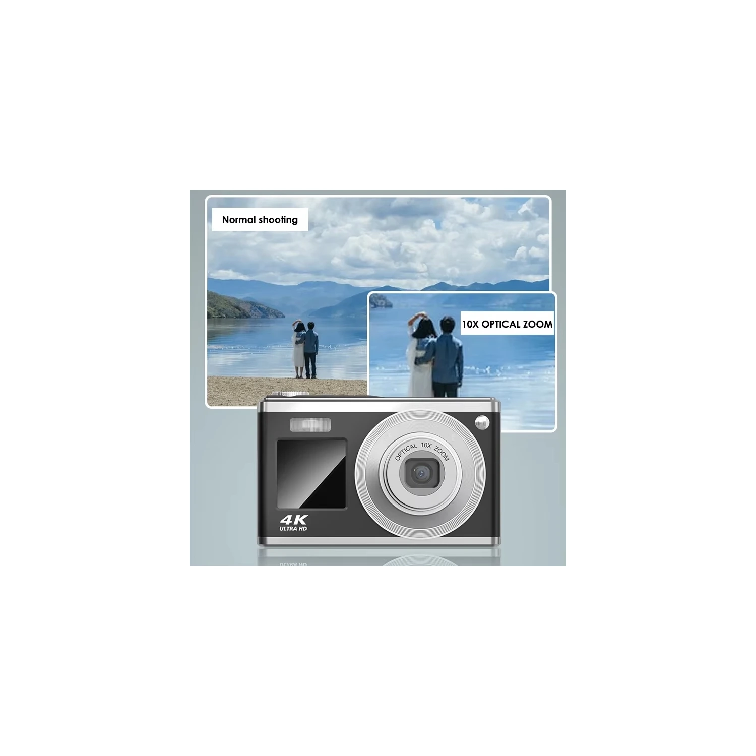 CCD new 4K high-definition zoom digital camera 64 million camera dual screen Selfie-32G card + card reader + OTG + K23 black