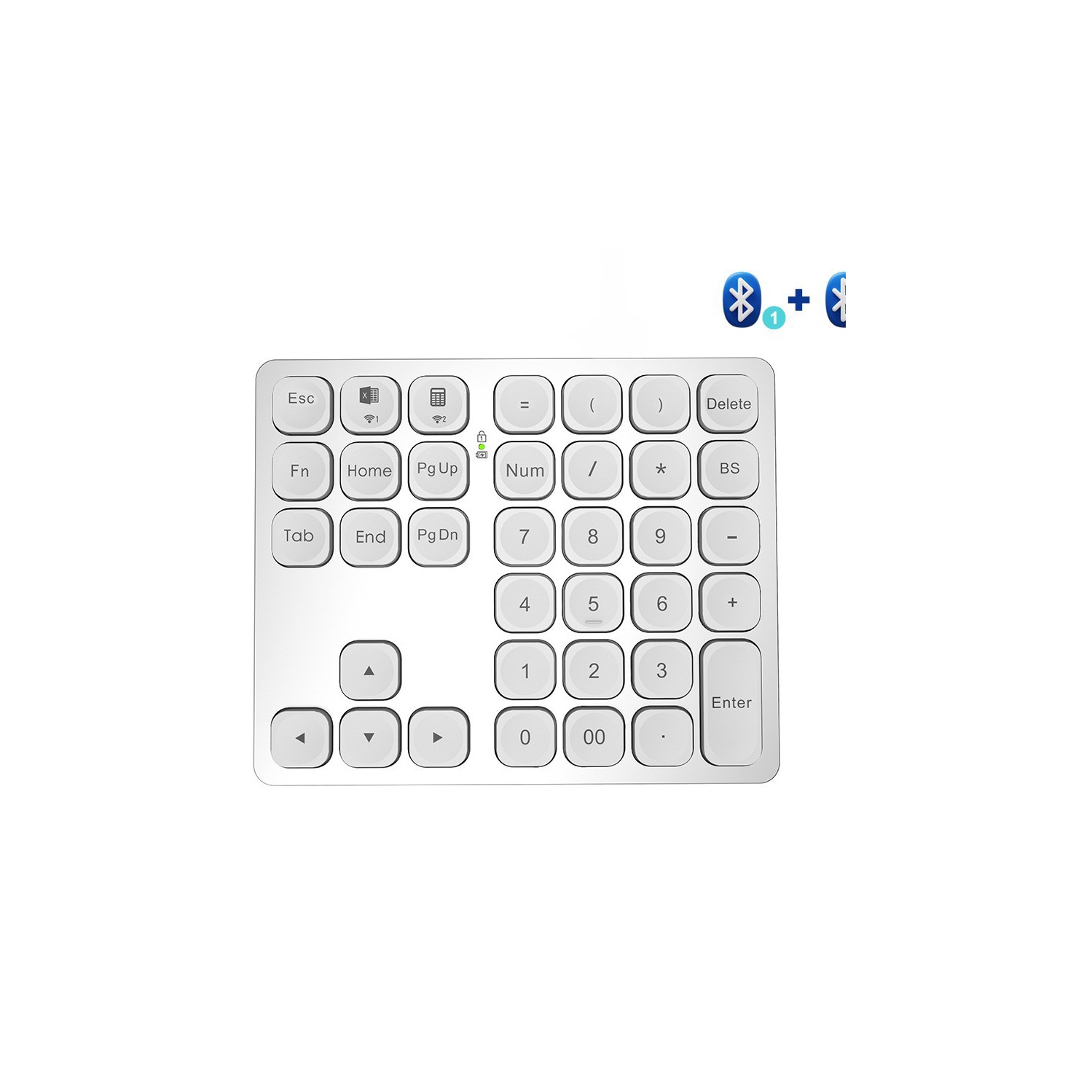 Rechargeable Dual Bluetooth Numeric Keypad Wireless Number Pad 36 Key External Data Entry Keyboard - Black