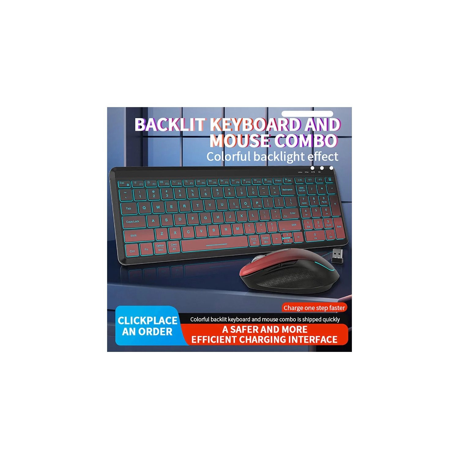 Hot Selling 2.4G Wireless Bluetooth Dual Mode Rechargeable Keyboard Mouse Combo Set Silent Ergonomic RGB Backlight Silent Wireless Keyboard Mouse