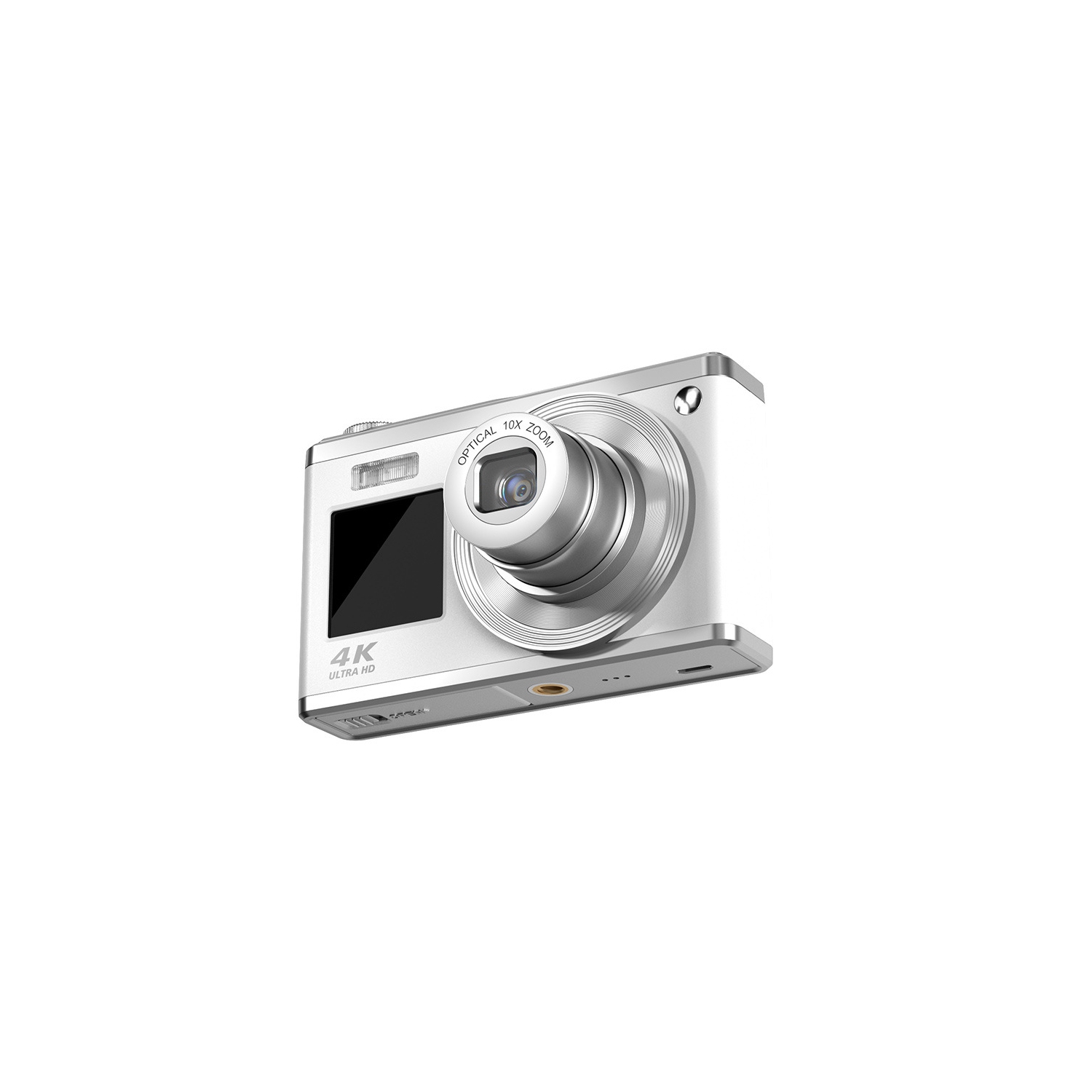 CCD new 4K high-definition zoom digital camera 64 million camera dual screen Selfie-32G card + card reader + OTG K23 white