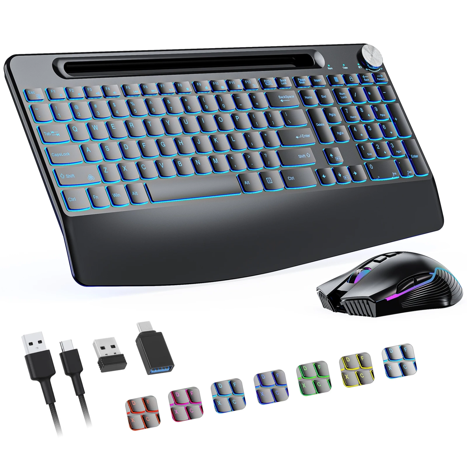 2.4G wireless RGB backlight adjustable keyboard and mouse set Silent mouse anti-shake function anti-stop screen-2.4G keyboard + mouse set