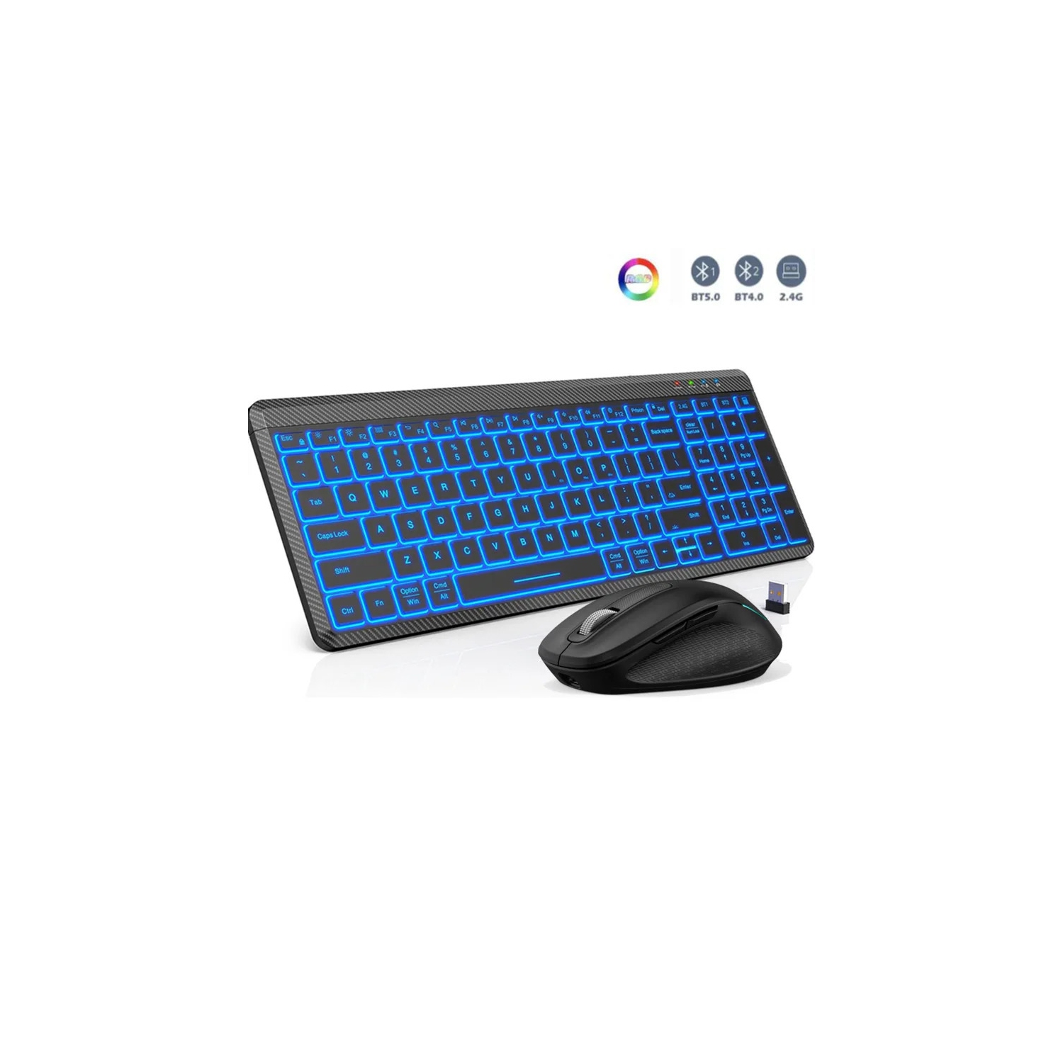 Hot Selling 2.4G Wireless Bluetooth Dual Mode Rechargeable Keyboard Mouse Combo Set Silent Ergonomic RGB Backlight Silent Wireless Keyboard Mouse