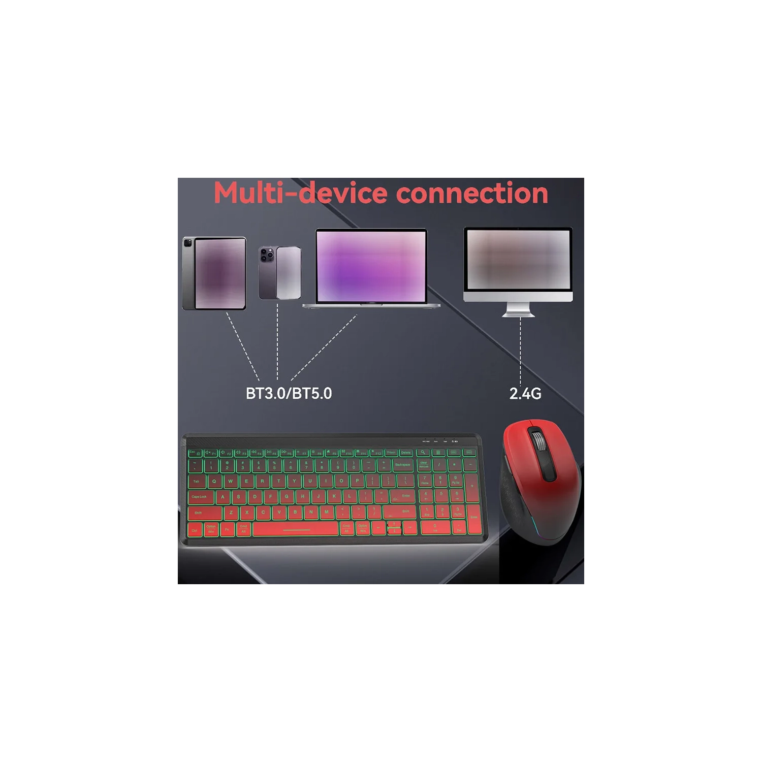 Hot Selling 2.4G Wireless Bluetooth Dual Mode Rechargeable Keyboard Mouse Combo Set Silent Ergonomic RGB Backlight Silent Wireless Keyboard Mouse