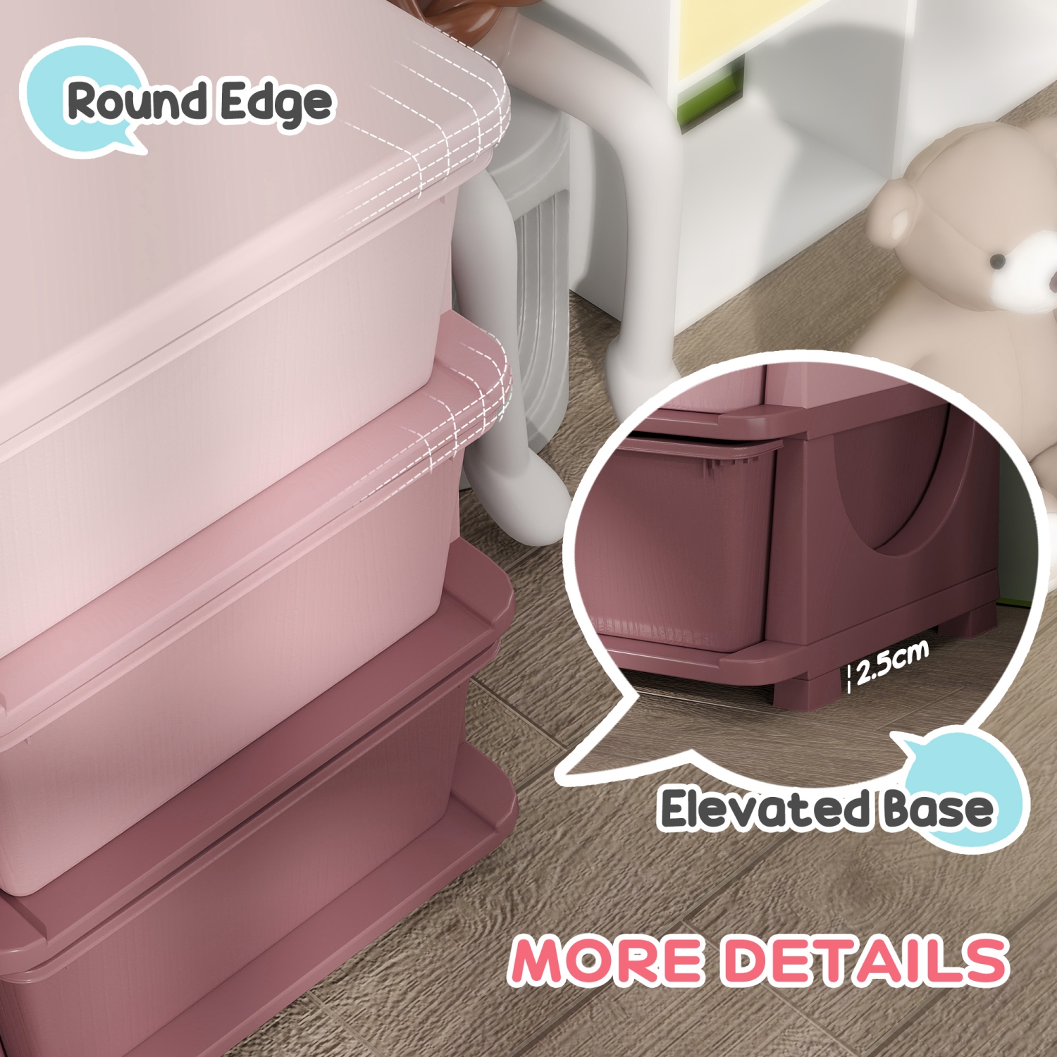 Qaba Kids Toy Storage Organizer with 9 Plastic Bins, 3 Tier Drawer Chest Utility for Kids Bedroom Nursery Kindergarten Living Room for Boys Girls