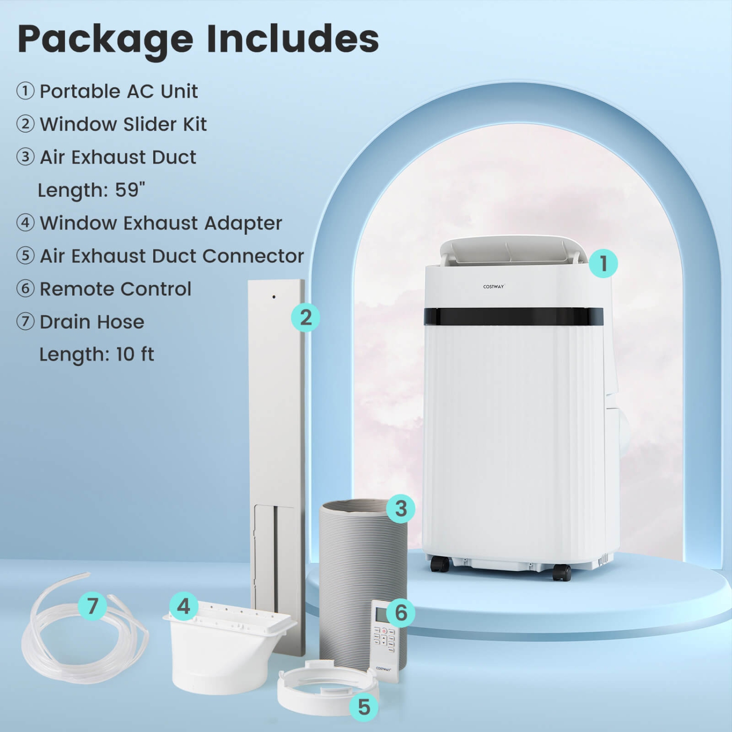 Costway 12000 BTU Portable Air Conditioner with Fan & Dehumidifier Sleep Mode 24H Timer