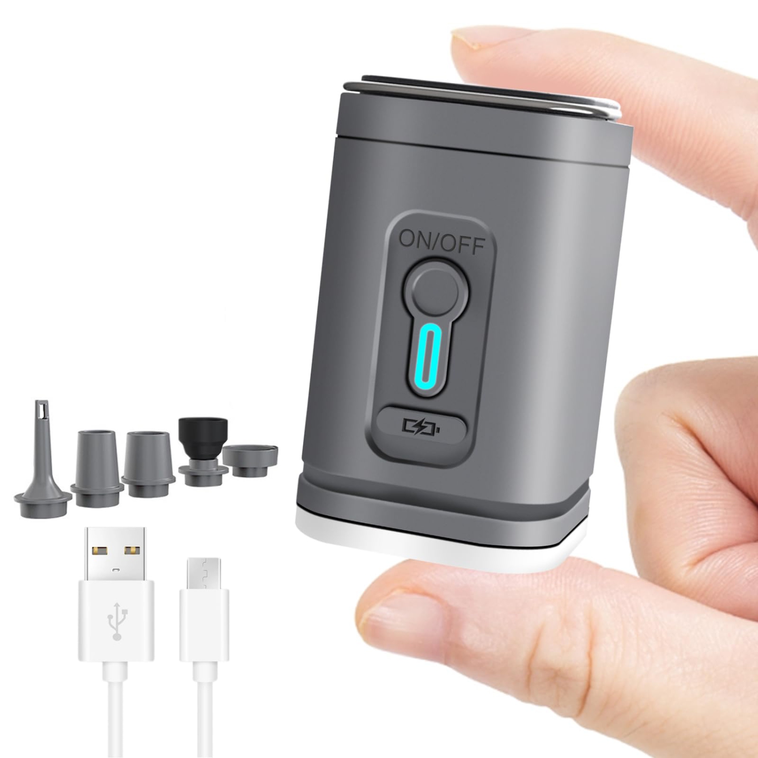 Mini pompe à air portative, gonfleur électrique rechargeable et pompe de dégonflage avec lampe de camping, adaptée à une utilisation à la maison et