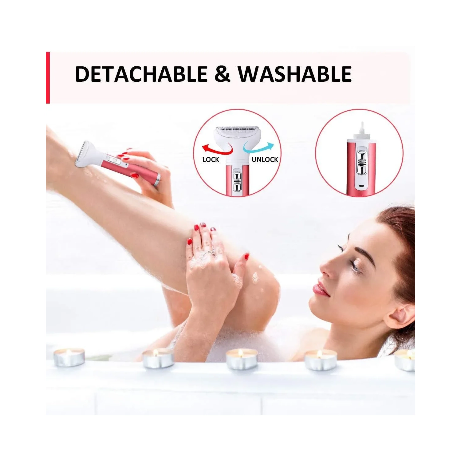 Rasoir électrique 5-en-1 pour femmes, tondeuse pour poils de nez, épilateur pour le visage et tondeuse bikini, rechargeable par USB pour les voyages