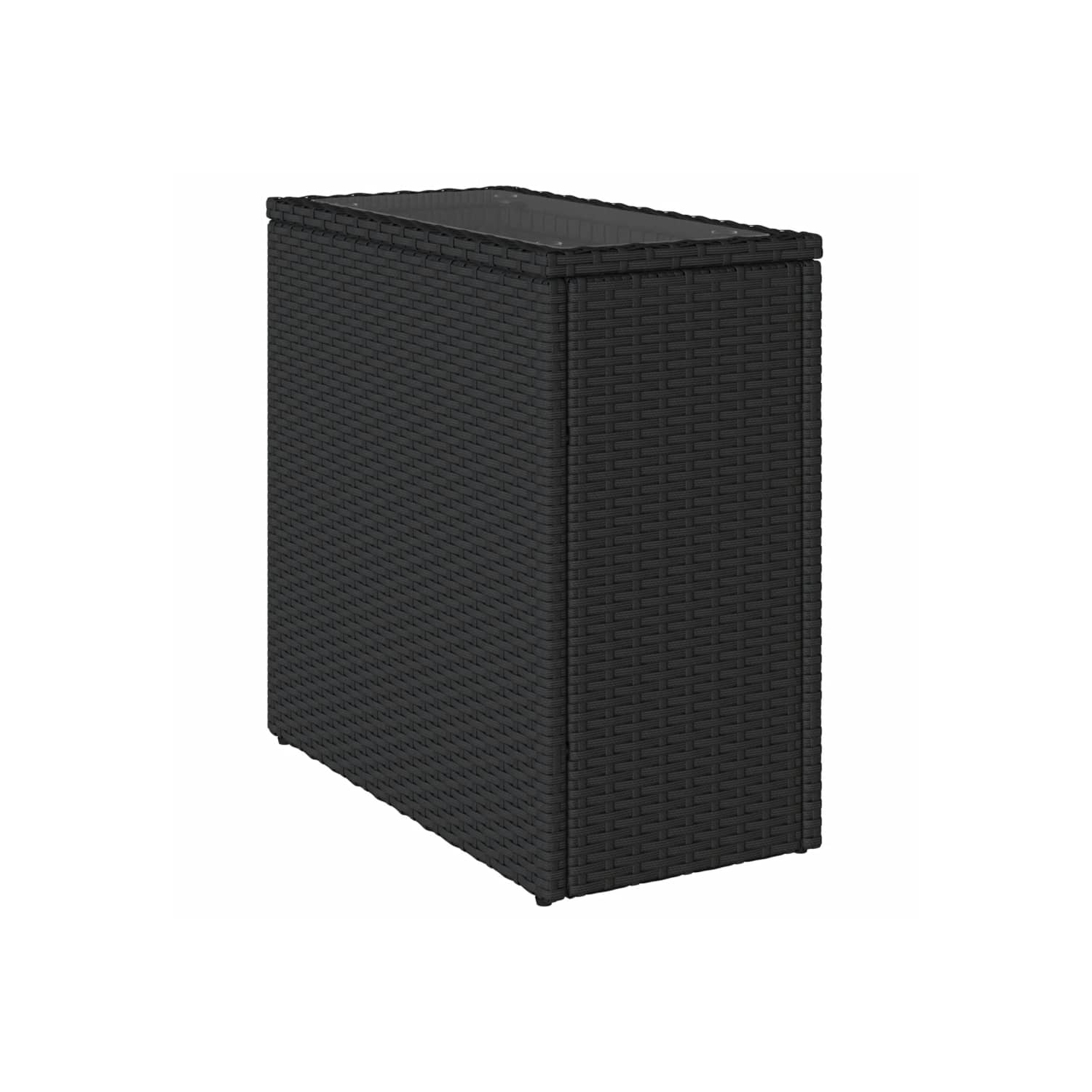 vidaXL Garden Side Table with Glass Top Black 58x27.5x55 cm Poly Rattan