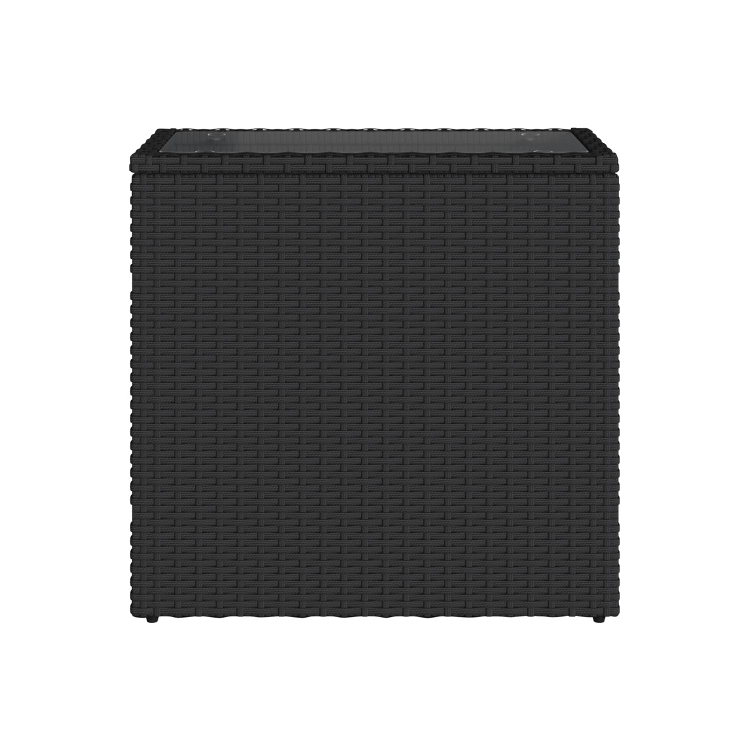 vidaXL Garden Side Table with Glass Top Black 58x27.5x55 cm Poly Rattan