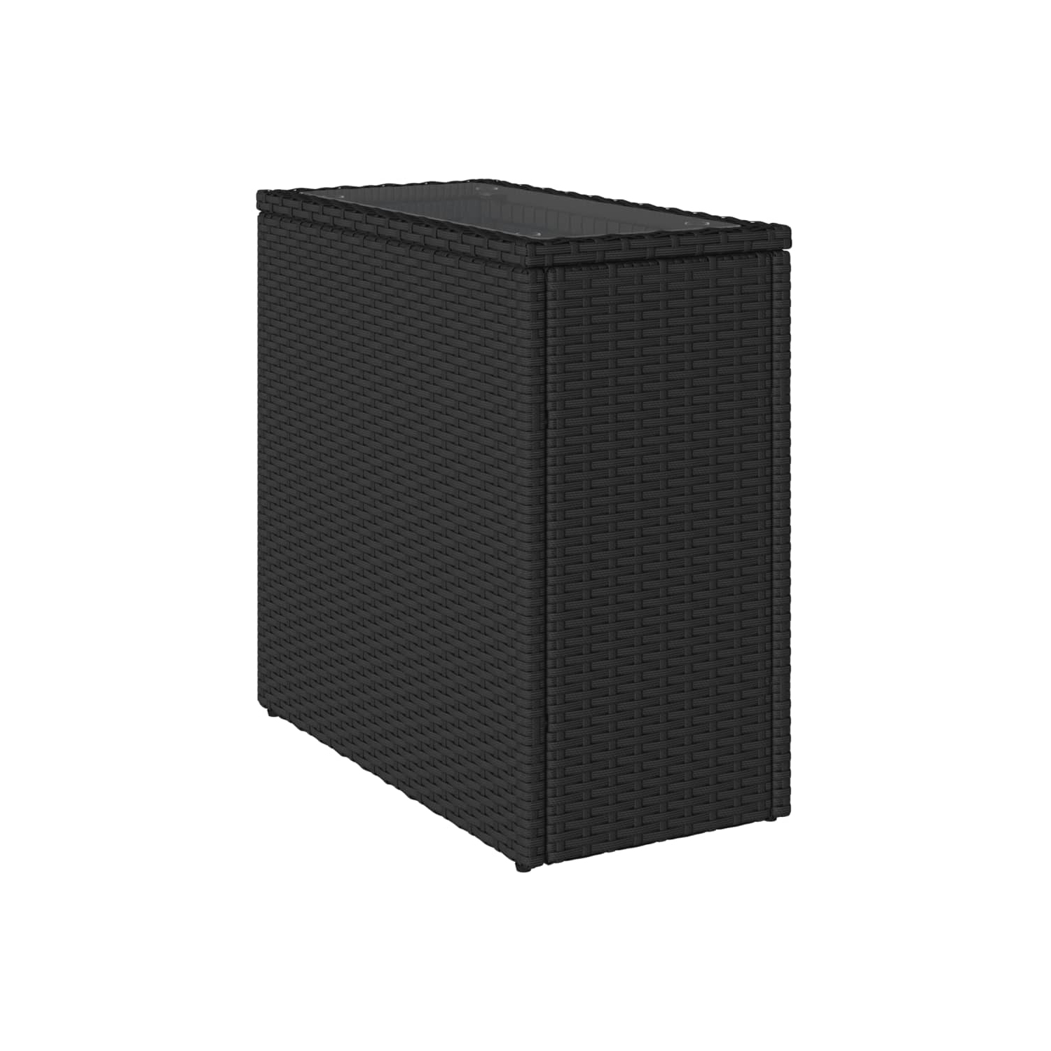 vidaXL Garden Side Table with Glass Top Black 58x27.5x55 cm Poly Rattan