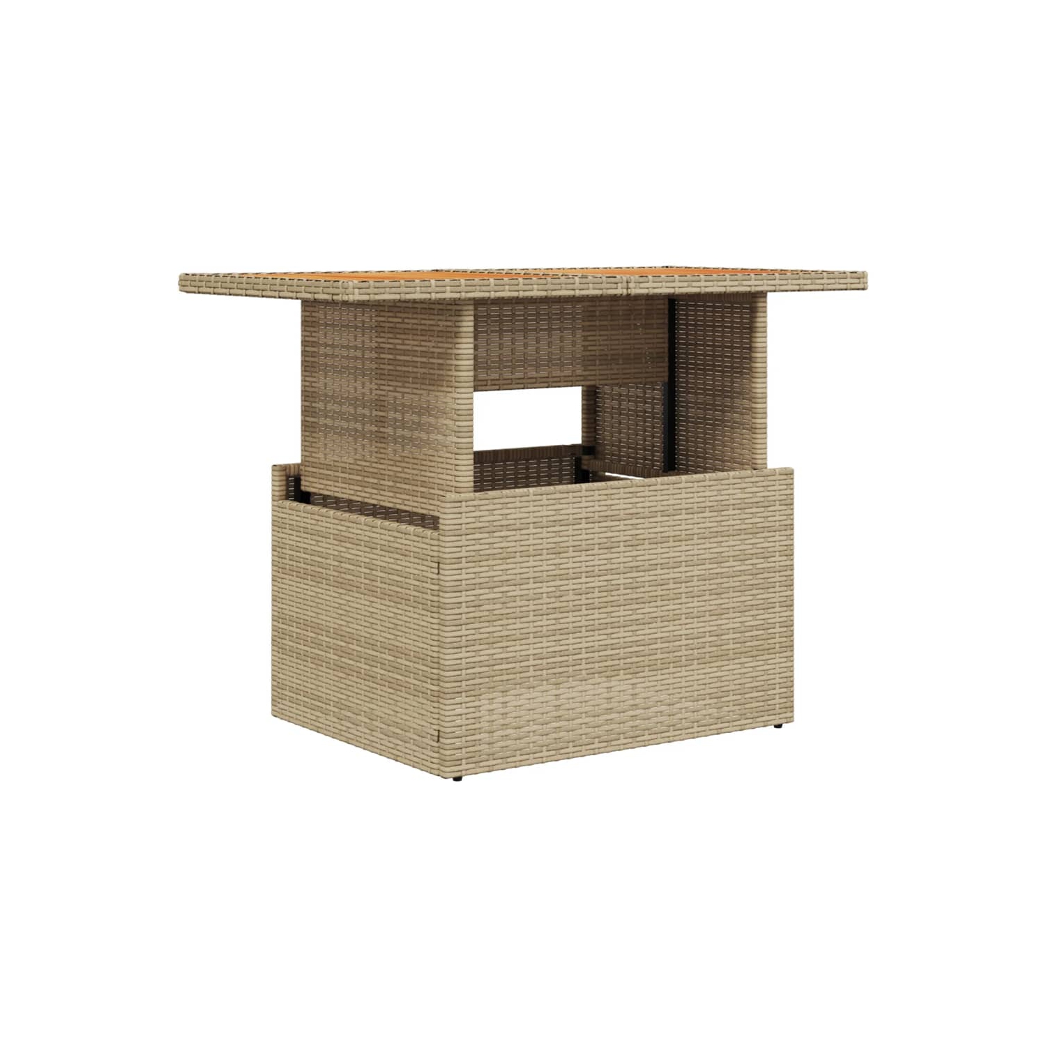 vidaXL Garden Table Beige 100x55x73 cm Poly Rattan and Acacia Wood