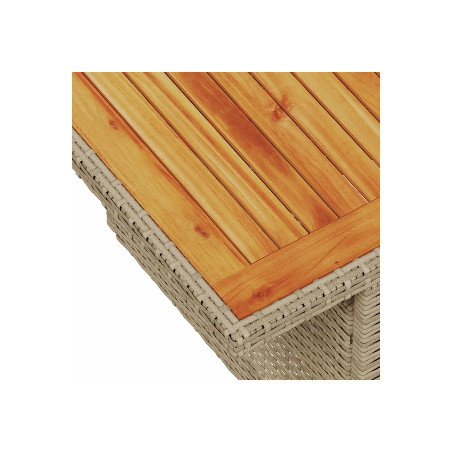 vidaXL Garden Table Beige 100x55x73 cm Poly Rattan and Acacia Wood