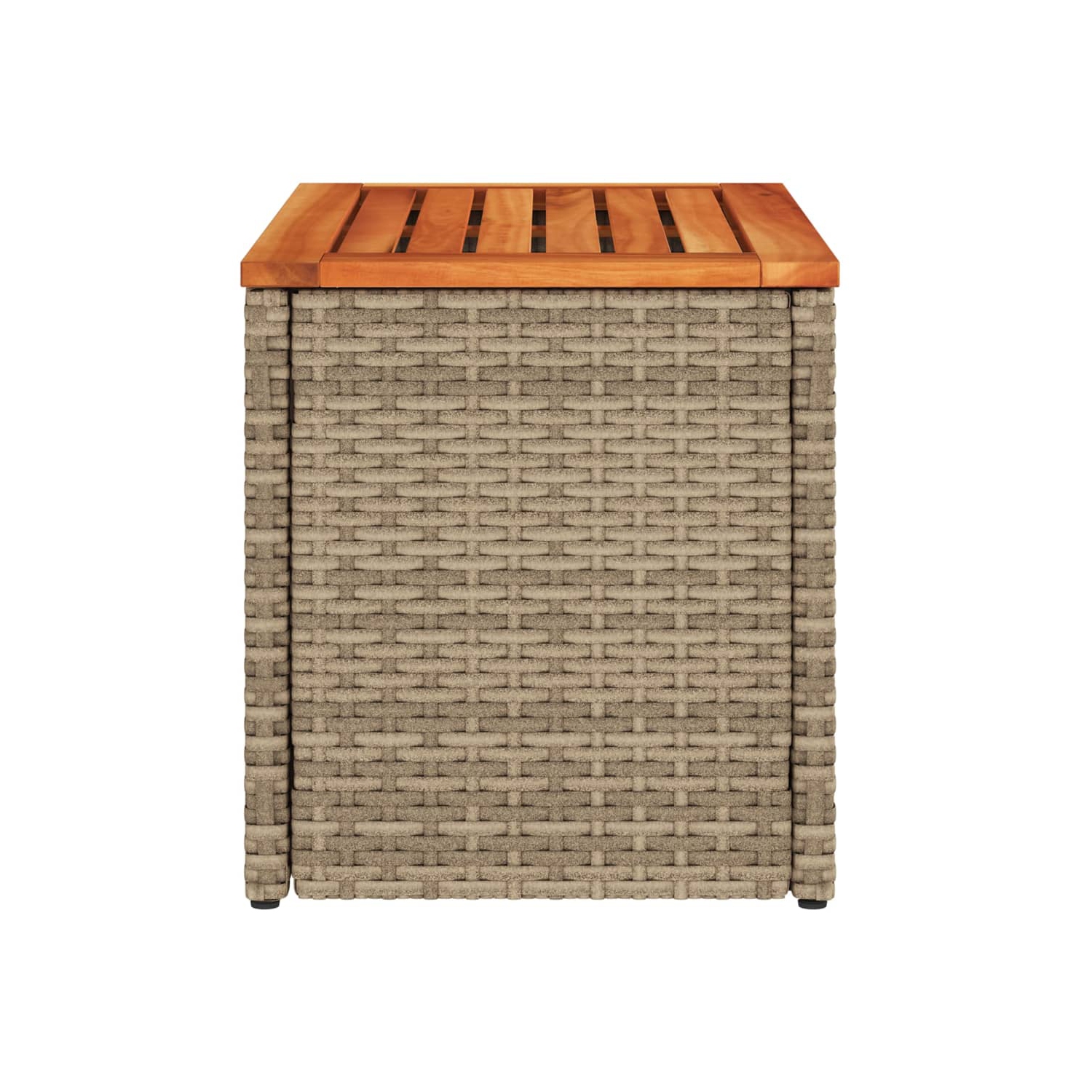 vidaXL Garden Side Tables 2pcs Beige 55x34x37cm Poly Rattan Solid Wood