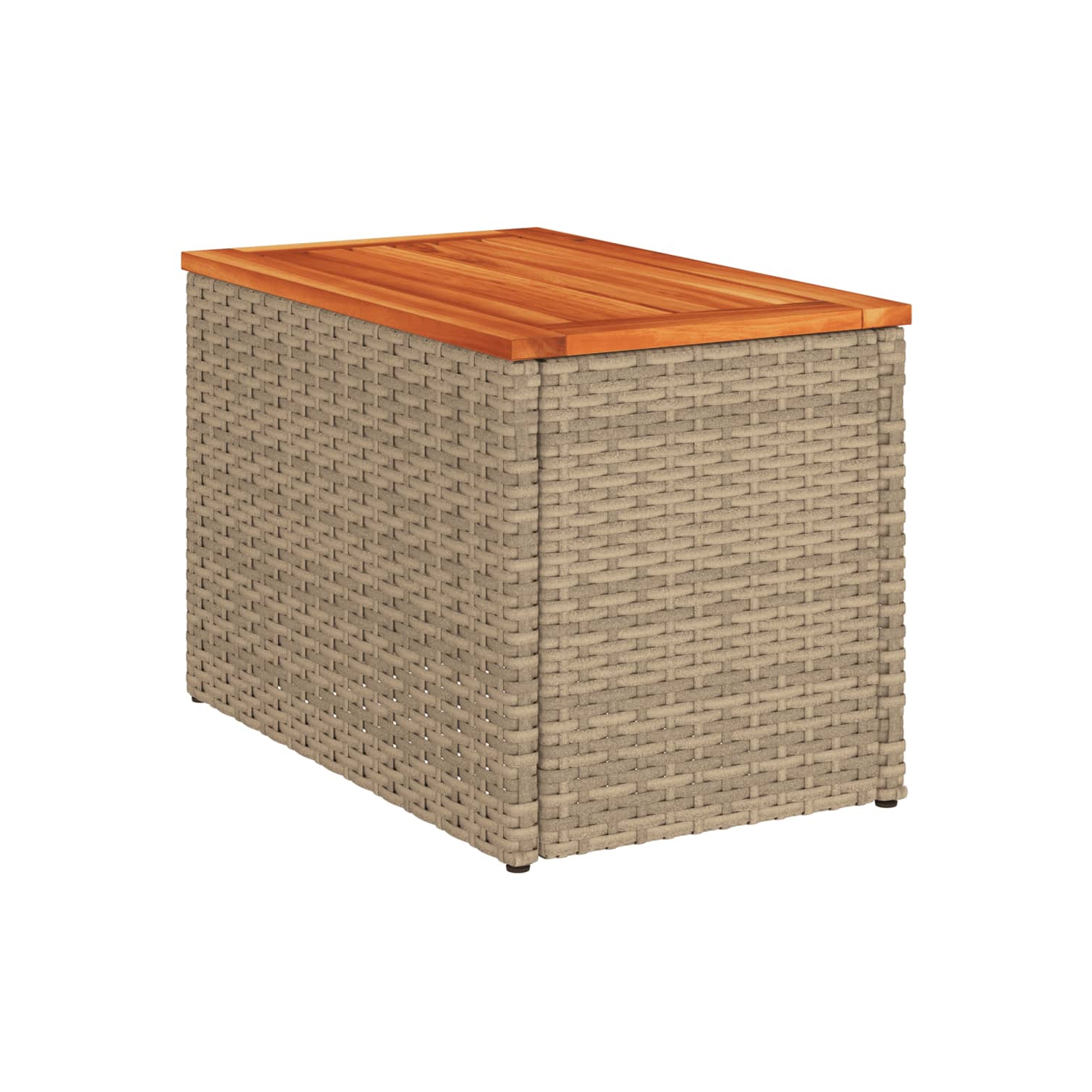 vidaXL Garden Side Tables 2pcs Beige 55x34x37cm Poly Rattan Solid Wood