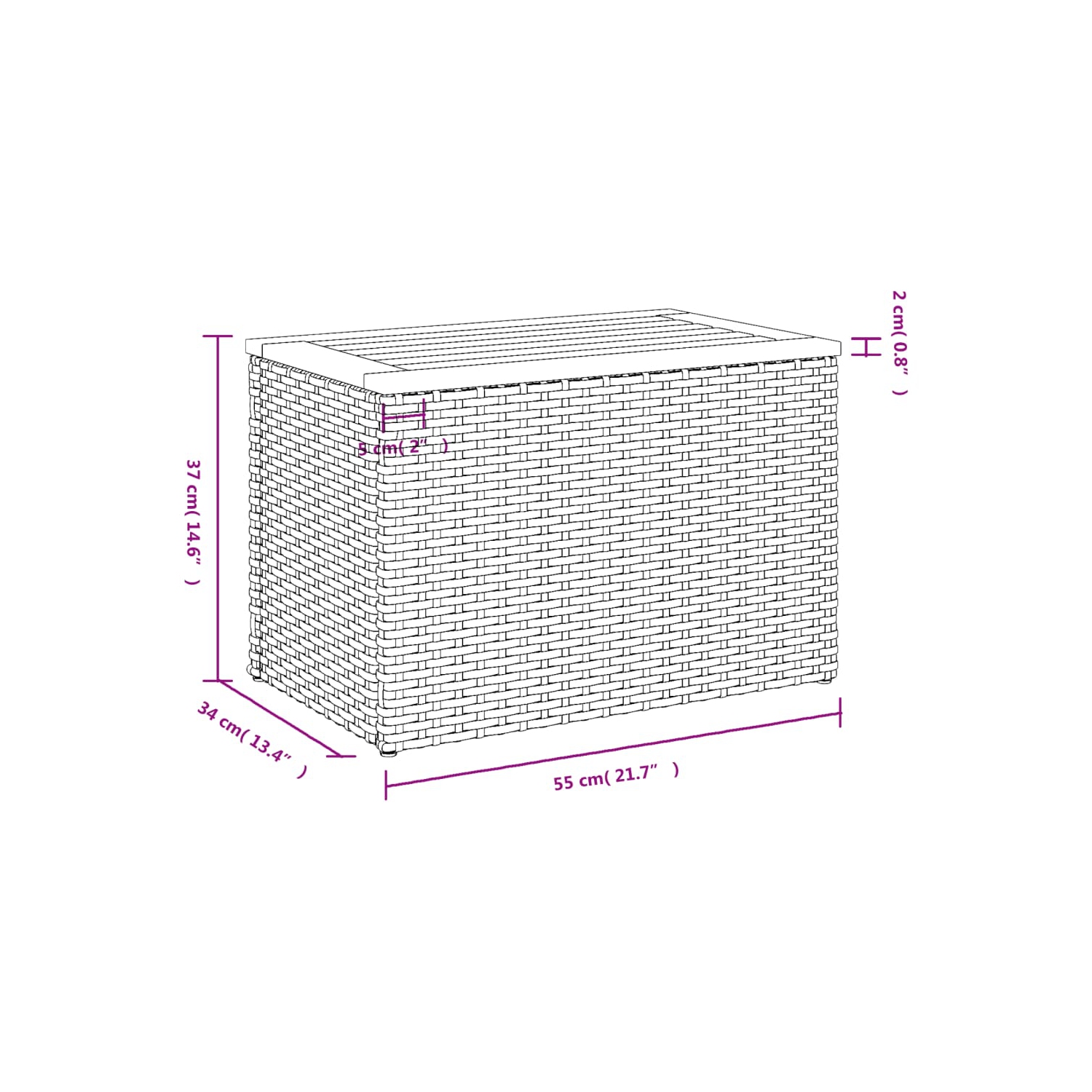 vidaXL Garden Side Tables 2pcs Black 55x34x37cm Poly Rattan Solid Wood
