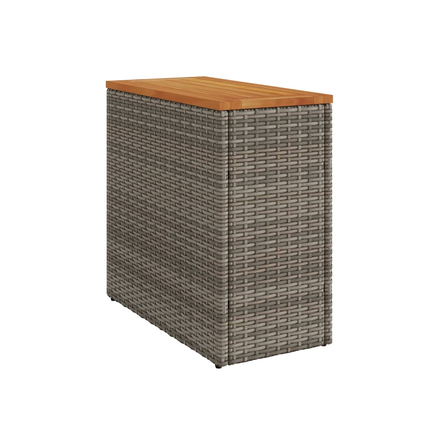 vidaXL Garden Side Table with Wooden Top Grey 58x27.5x55 cm Poly Rattan