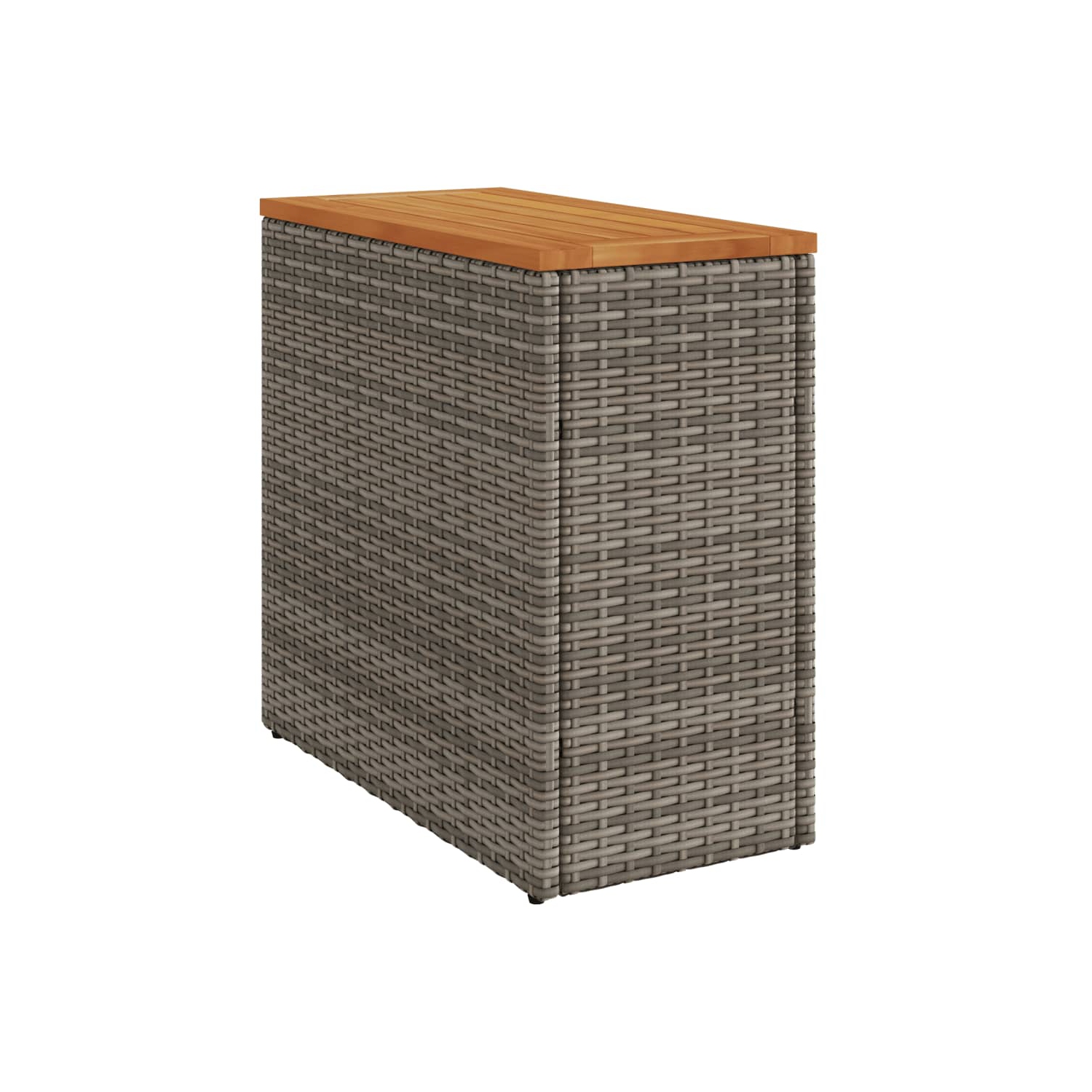 vidaXL Garden Side Table with Wooden Top Grey 58x27.5x55 cm Poly Rattan