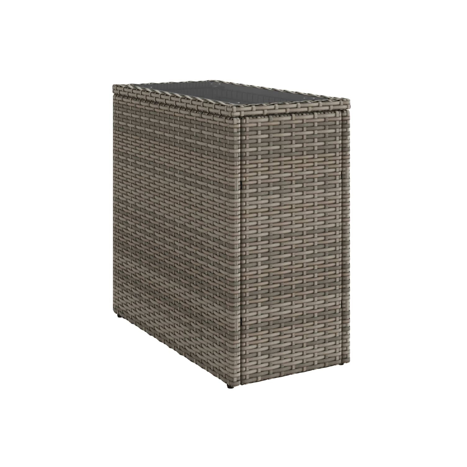 vidaXL Garden Side Table with Glass Top Grey 58x27.5x55 cm Poly Rattan
