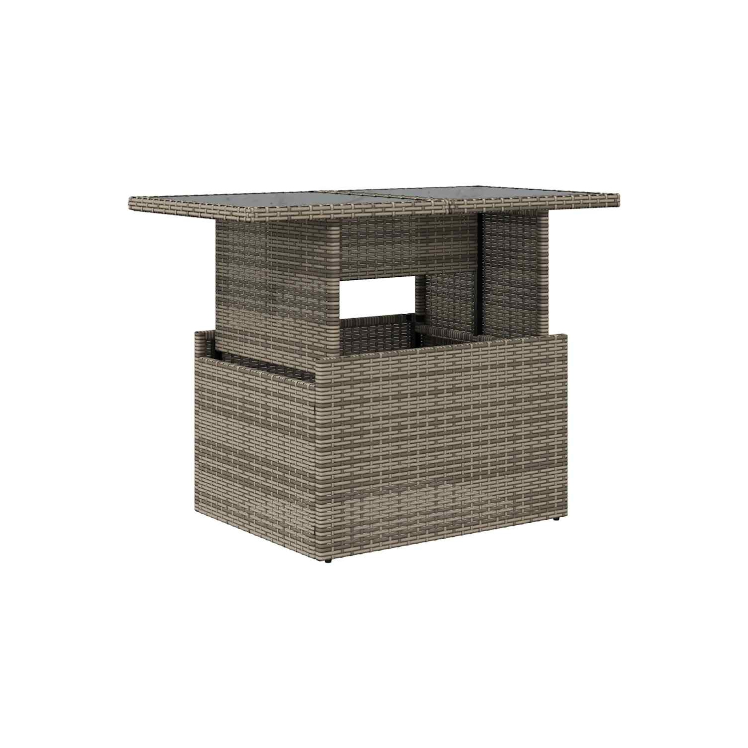 vidaXL Garden Table with Glass Top Grey 100x55x73 cm Poly Rattan