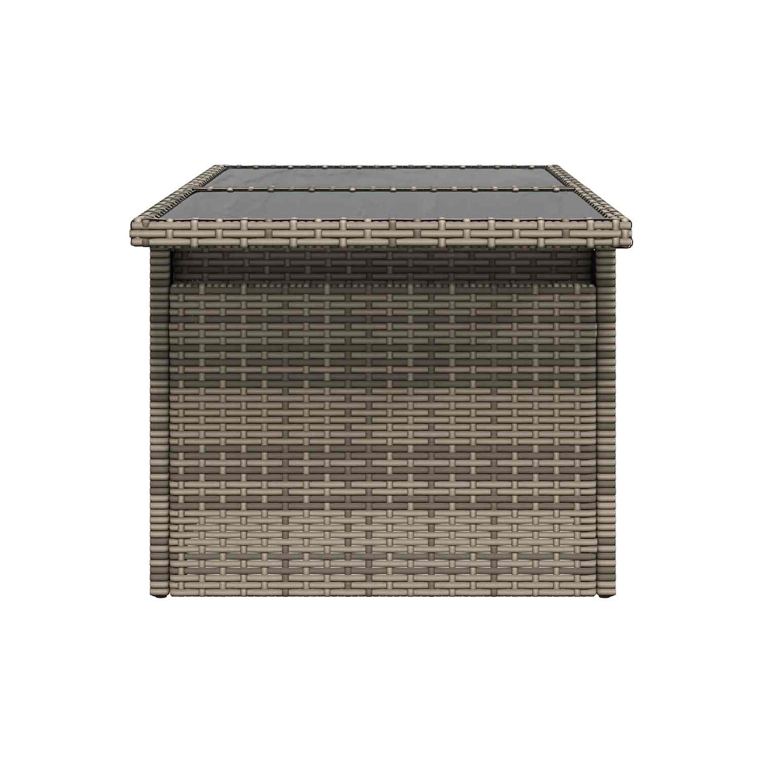 vidaXL Garden Table with Glass Top Grey 100x55x73 cm Poly Rattan