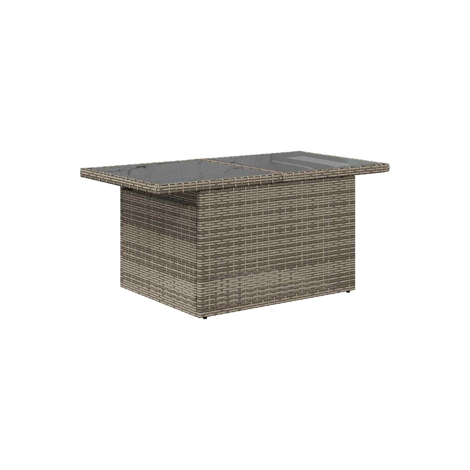 vidaXL Garden Table with Glass Top Grey 100x55x73 cm Poly Rattan