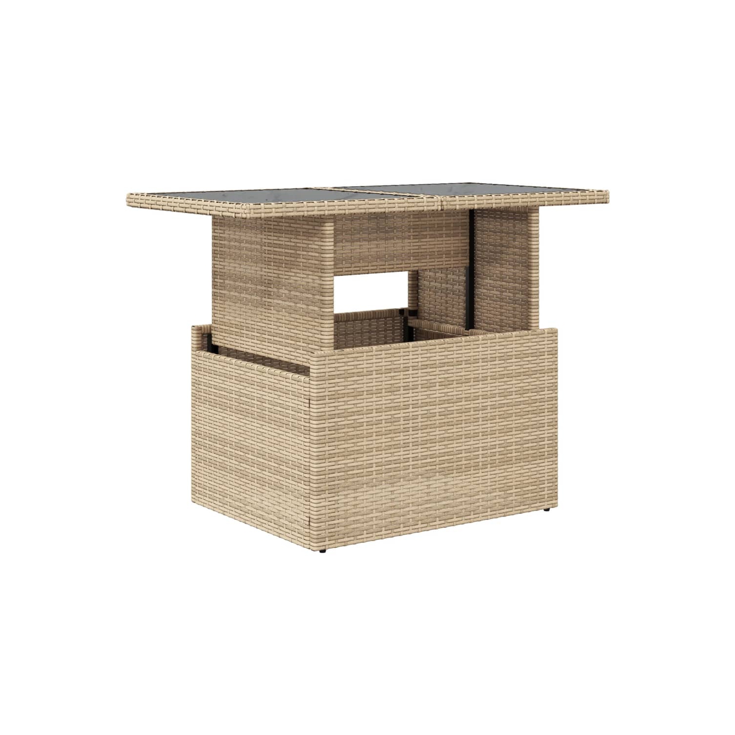 vidaXL Garden Table with Glass Top Beige 100x55x73 cm Poly Rattan