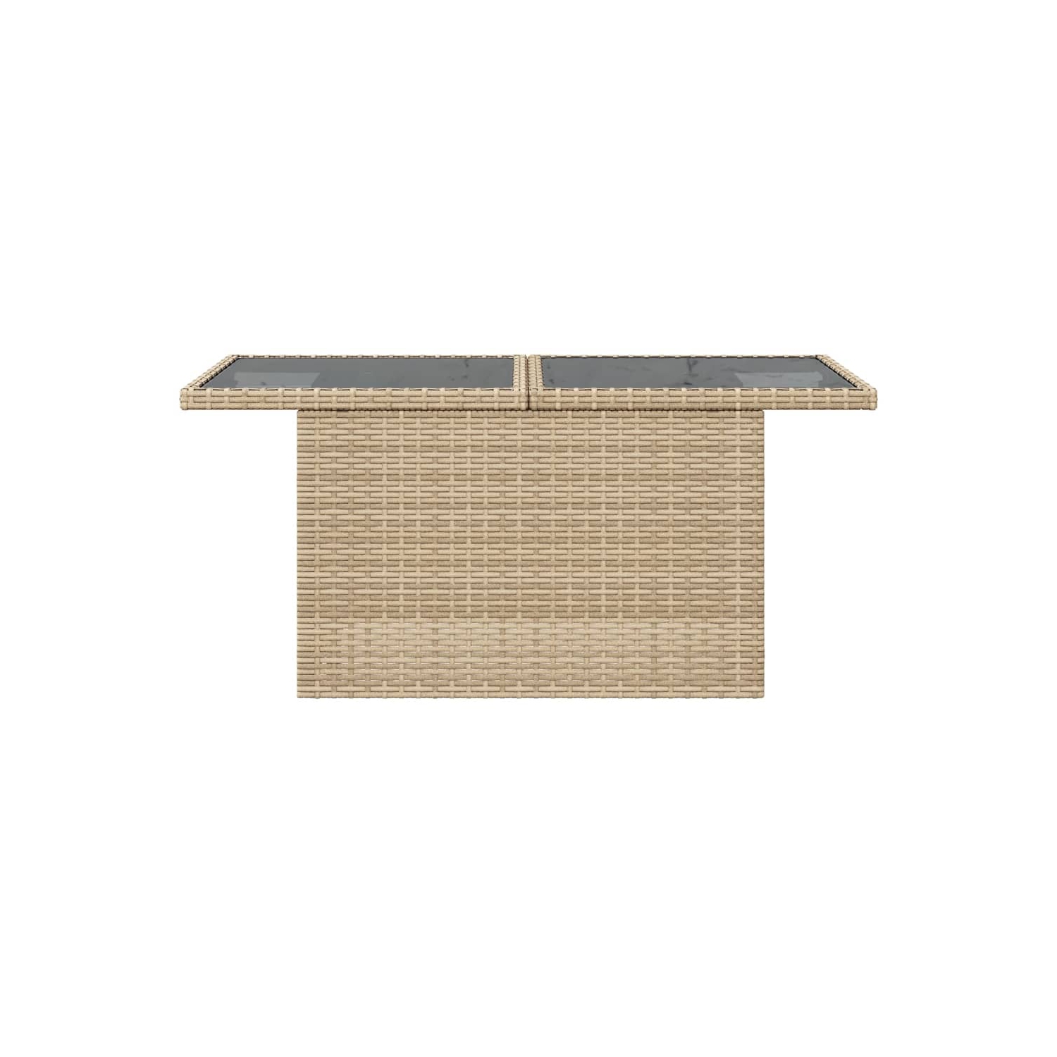 vidaXL Garden Table with Glass Top Beige 100x55x73 cm Poly Rattan