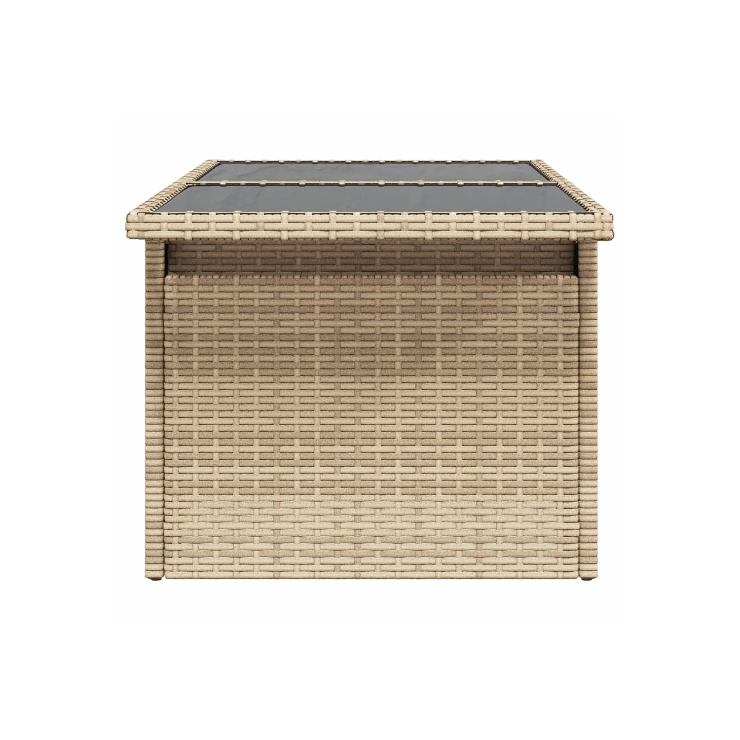 vidaXL Garden Table with Glass Top Beige 100x55x73 cm Poly Rattan