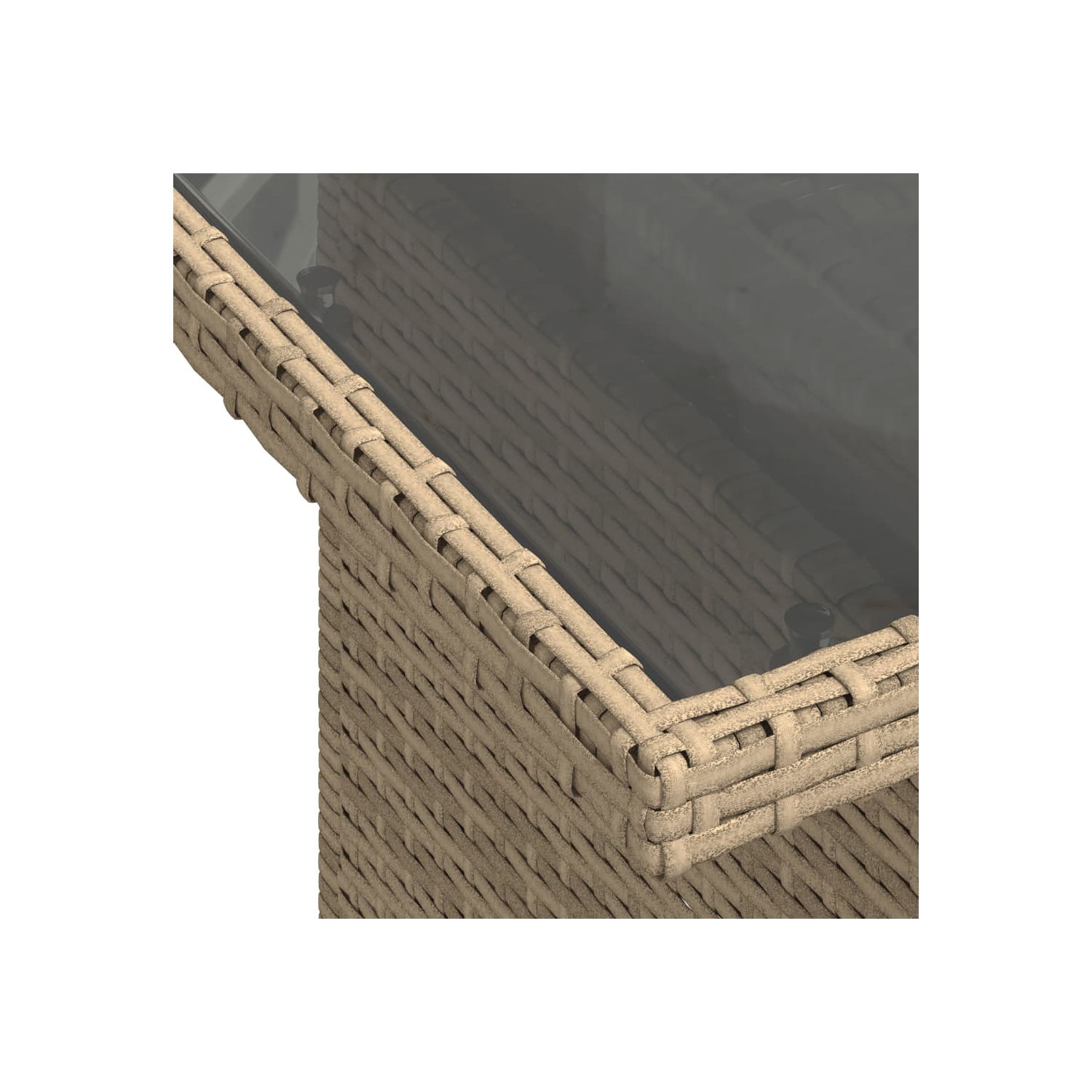 vidaXL Garden Table with Glass Top Beige 100x55x73 cm Poly Rattan