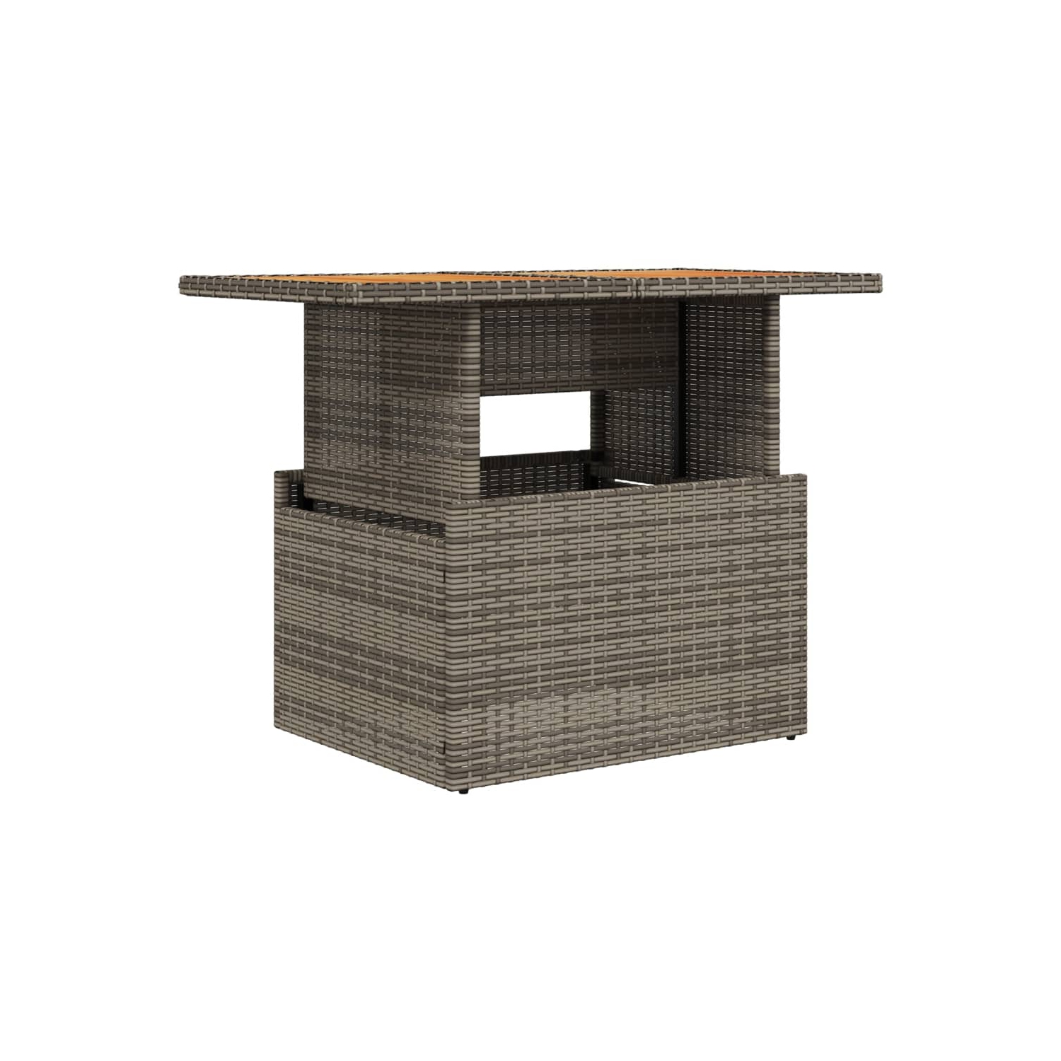 vidaXL Garden Table Grey 100x55x73 cm Poly Rattan and Acacia Wood