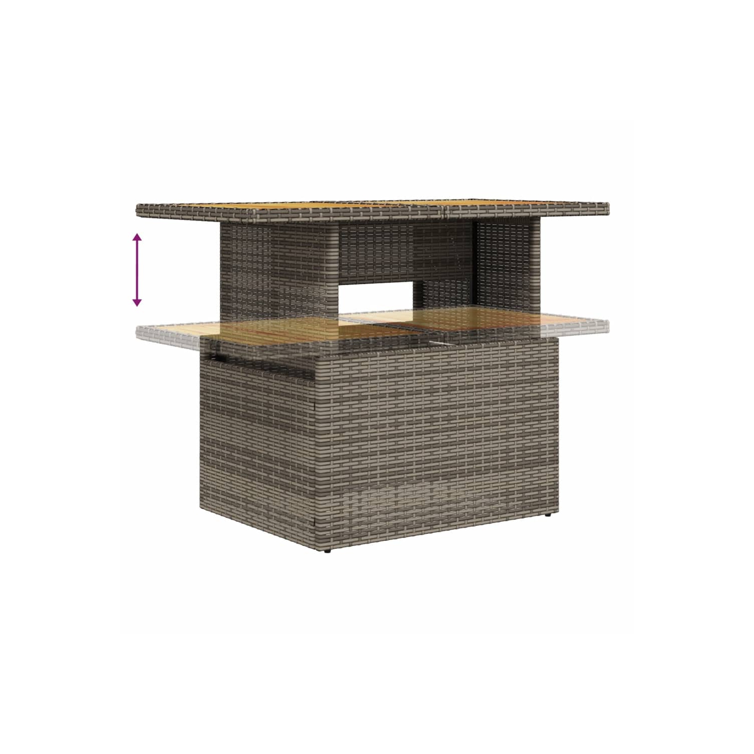 vidaXL Garden Table Grey 100x55x73 cm Poly Rattan and Acacia Wood