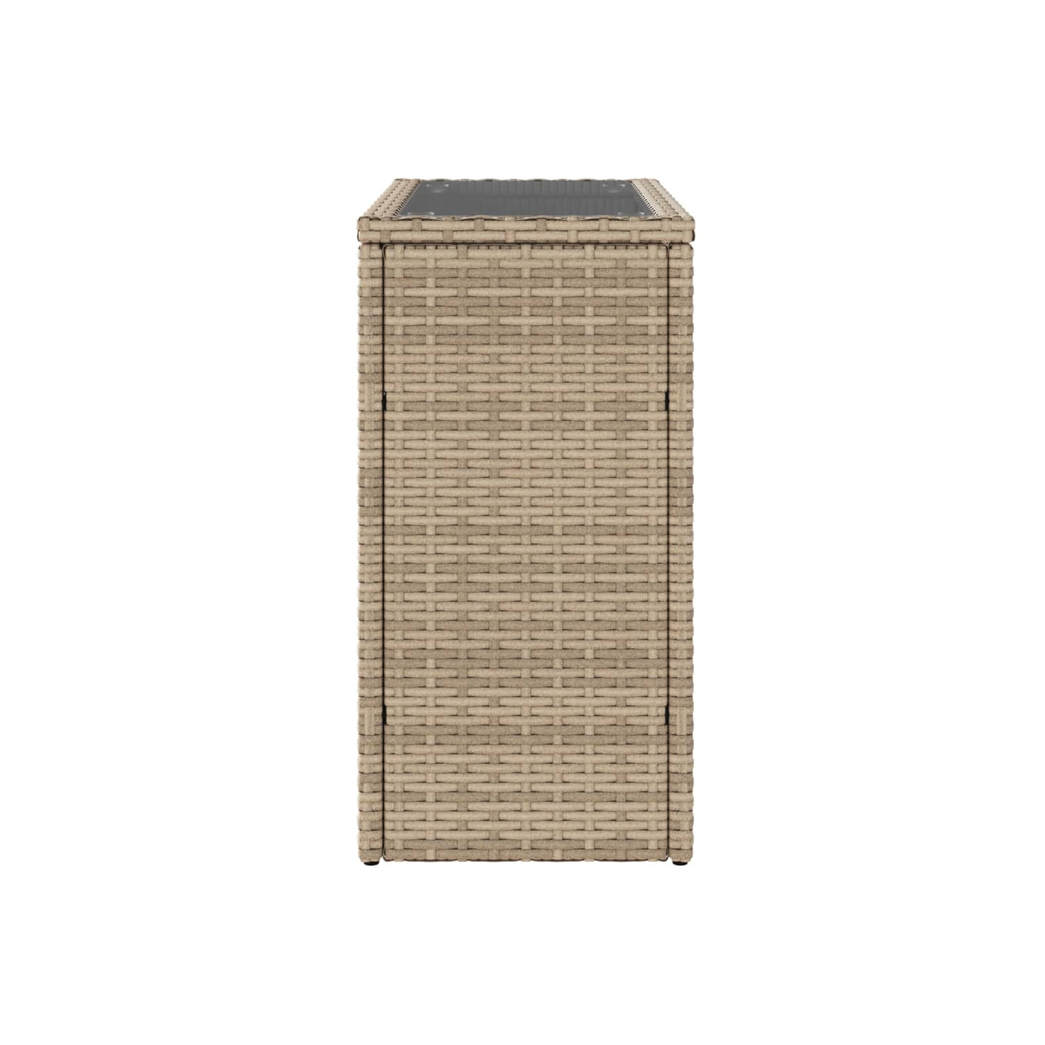 vidaXL Garden Side Table with Glass Top Beige 58x27.5x55 cm Poly Rattan
