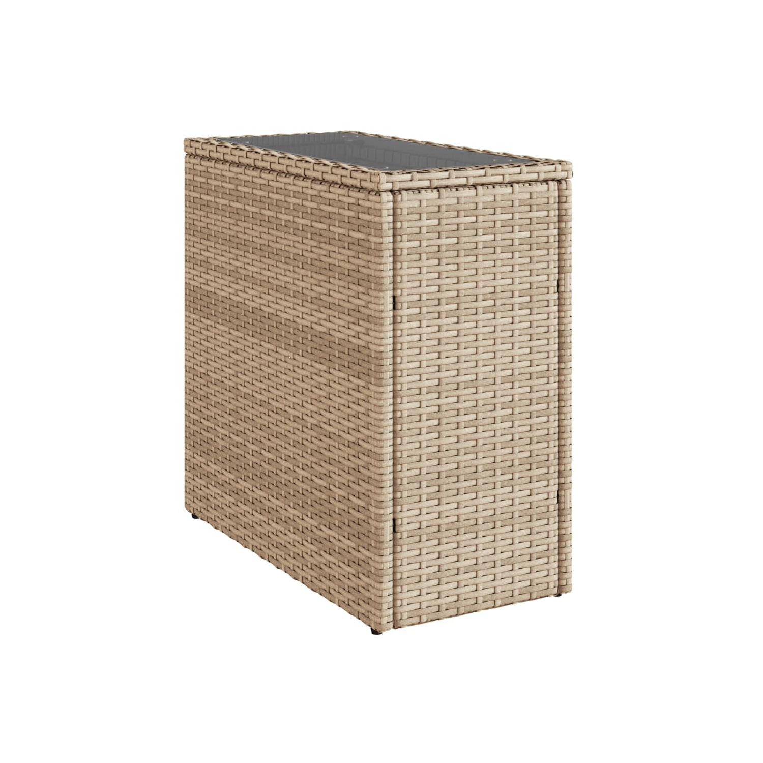 vidaXL Garden Side Table with Glass Top Beige 58x27.5x55 cm Poly Rattan