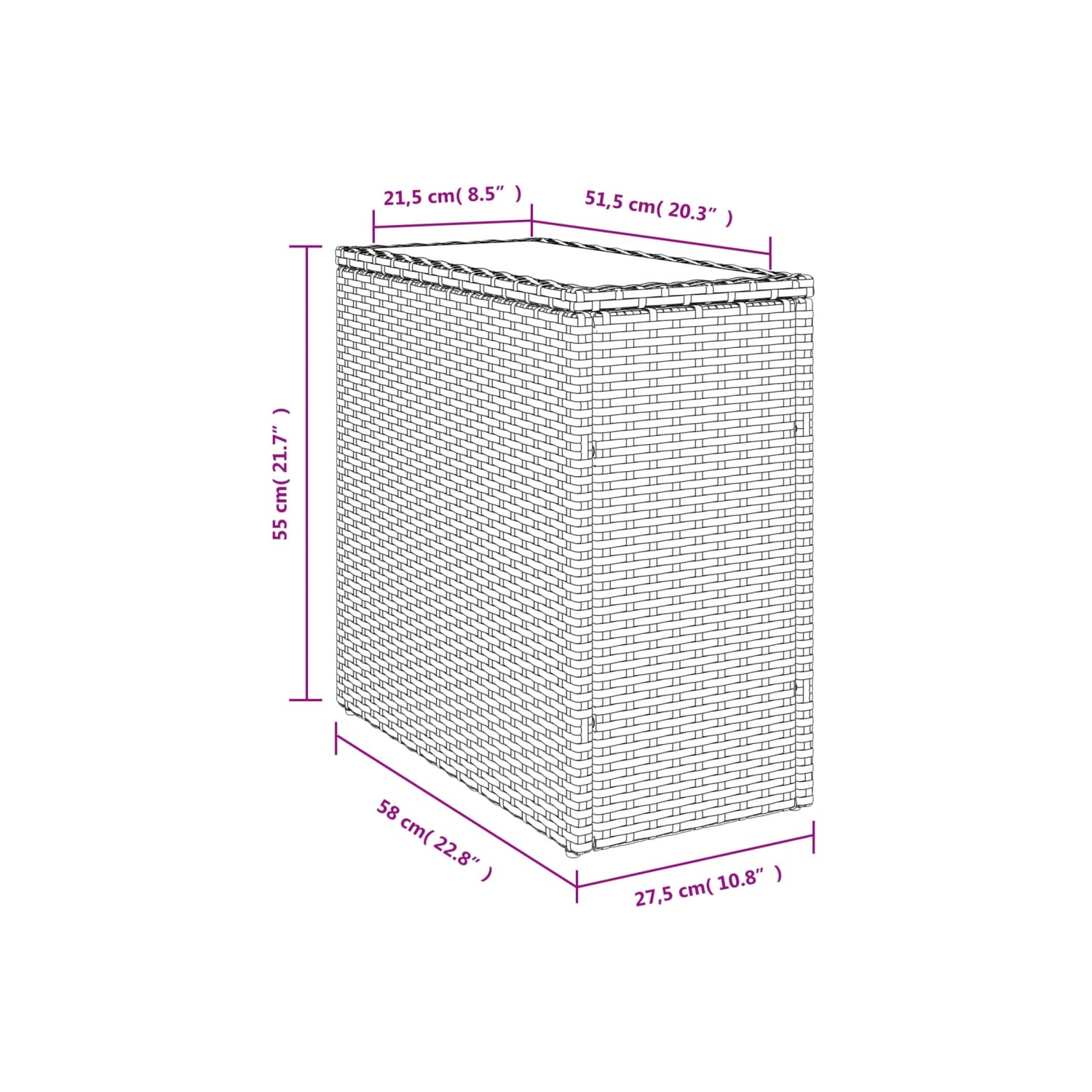 vidaXL Garden Side Table with Glass Top Beige 58x27.5x55 cm Poly Rattan
