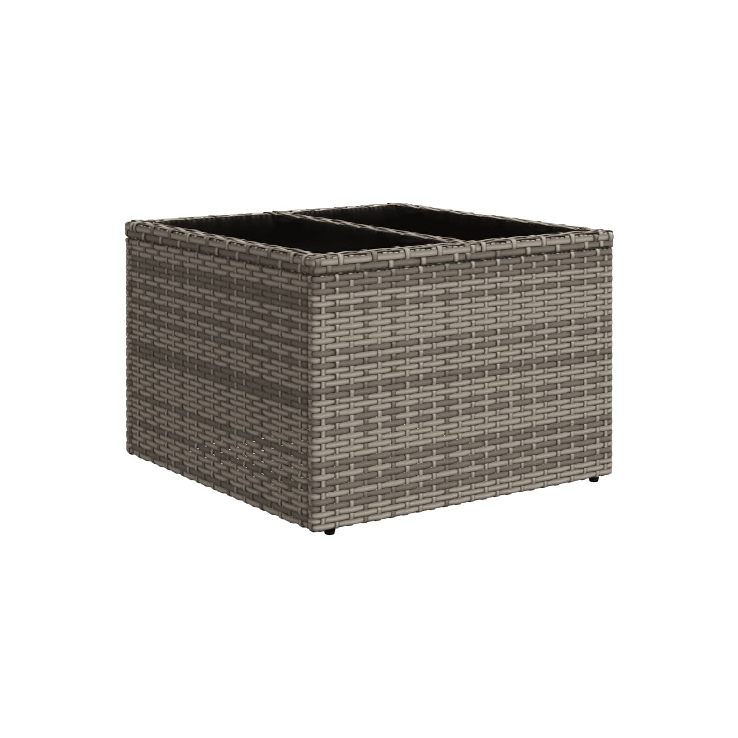 vidaXL Garden Table with Glass Top Grey 55x55x37 cm Poly Rattan