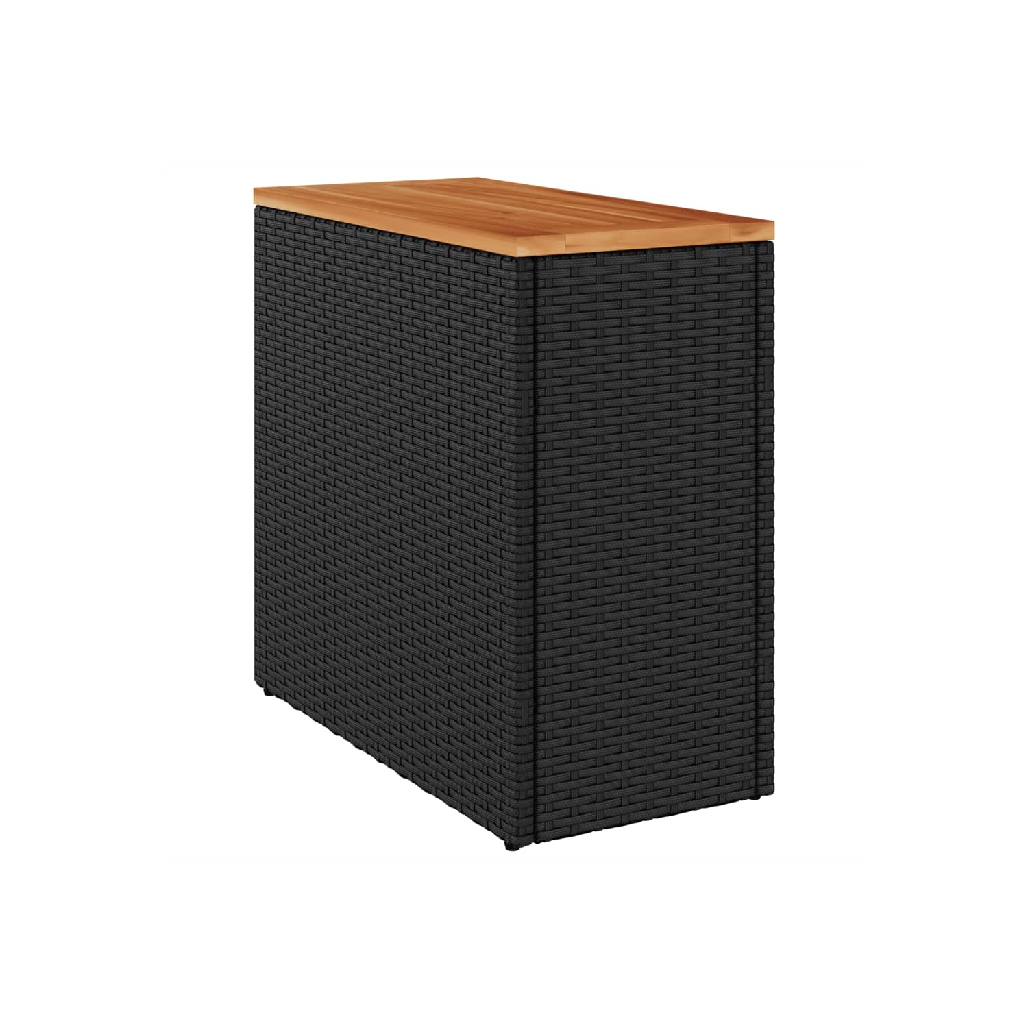 vidaXL Garden Side Table with Wooden Top Black 58x27.5x55 cm Poly Rattan