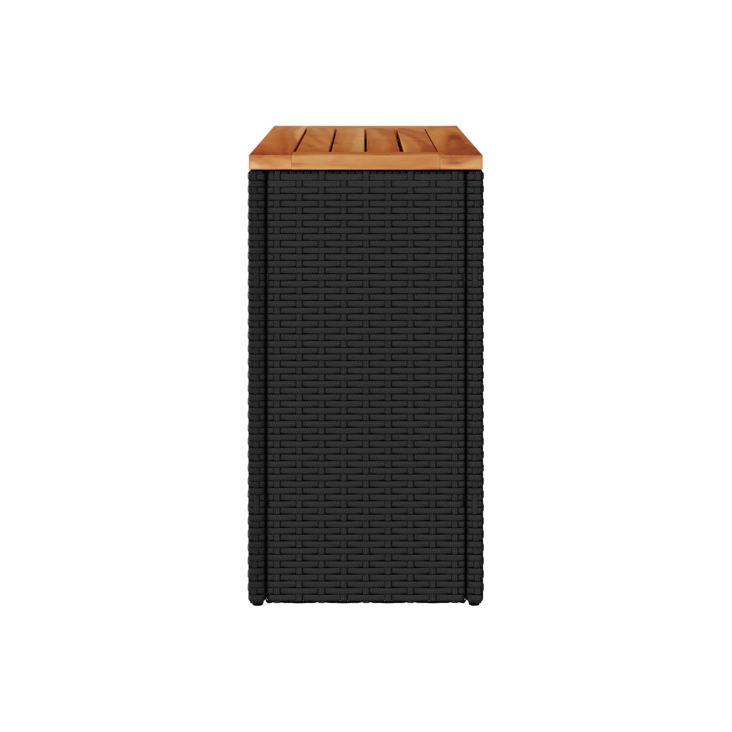 vidaXL Garden Side Table with Wooden Top Black 58x27.5x55 cm Poly Rattan