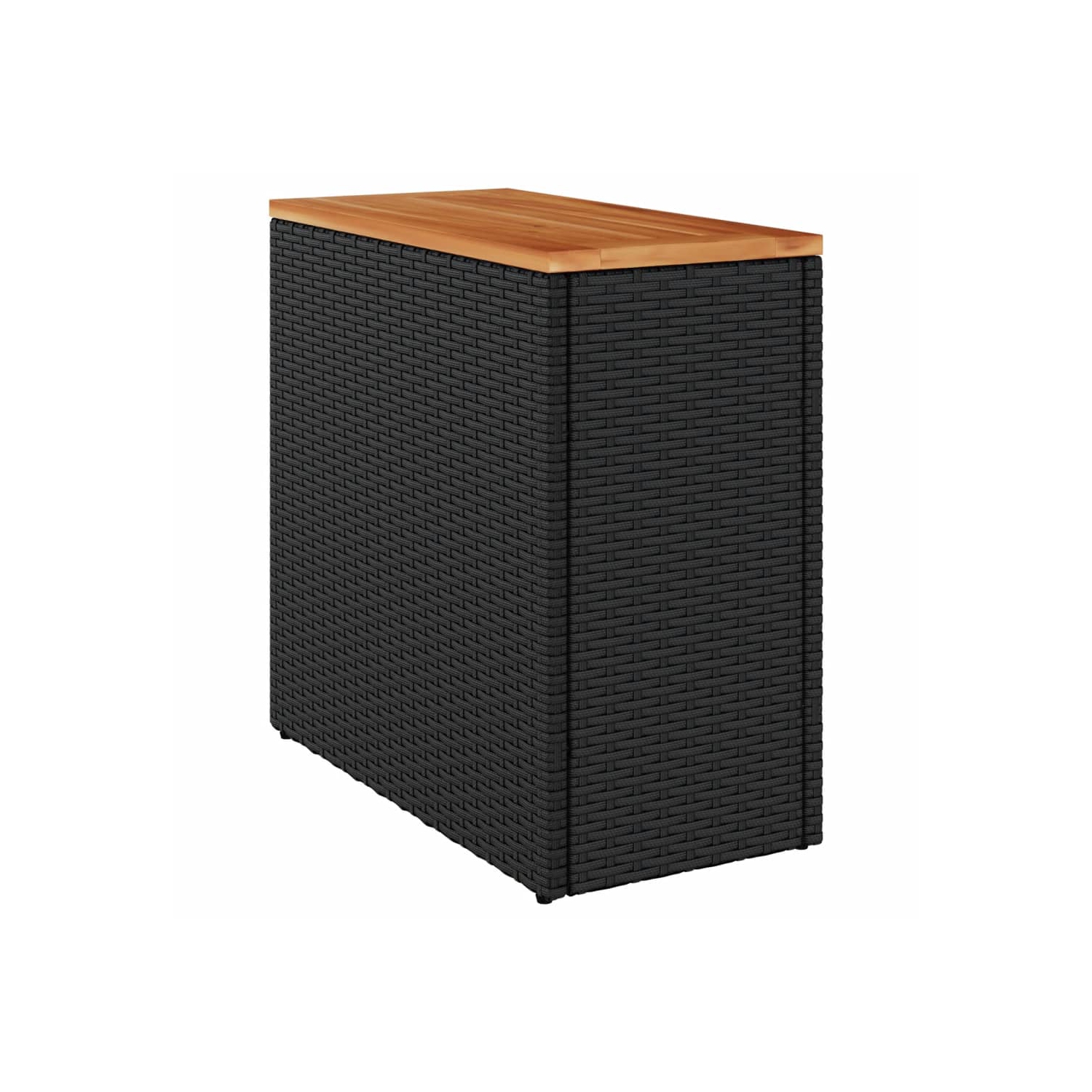 vidaXL Garden Side Table with Wooden Top Black 58x27.5x55 cm Poly Rattan
