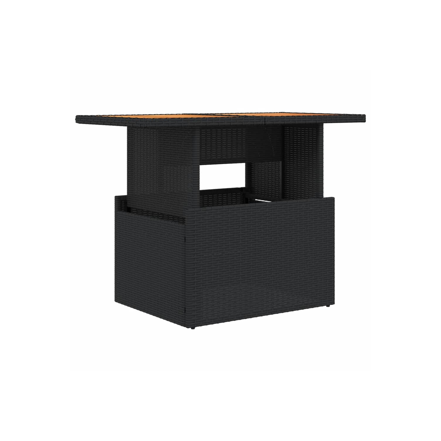 vidaXL Garden Table Black 100x55x73 cm Poly Rattan and Acacia Wood