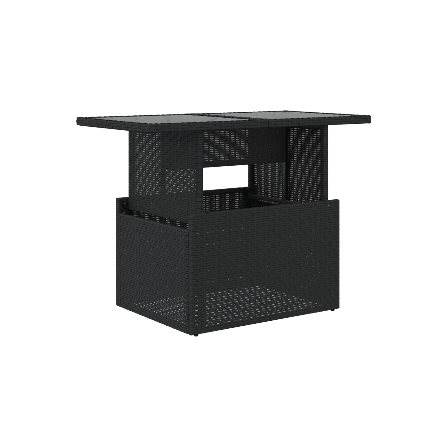 vidaXL Garden Table with Glass Top Black 100x55x73 cm Poly Rattan