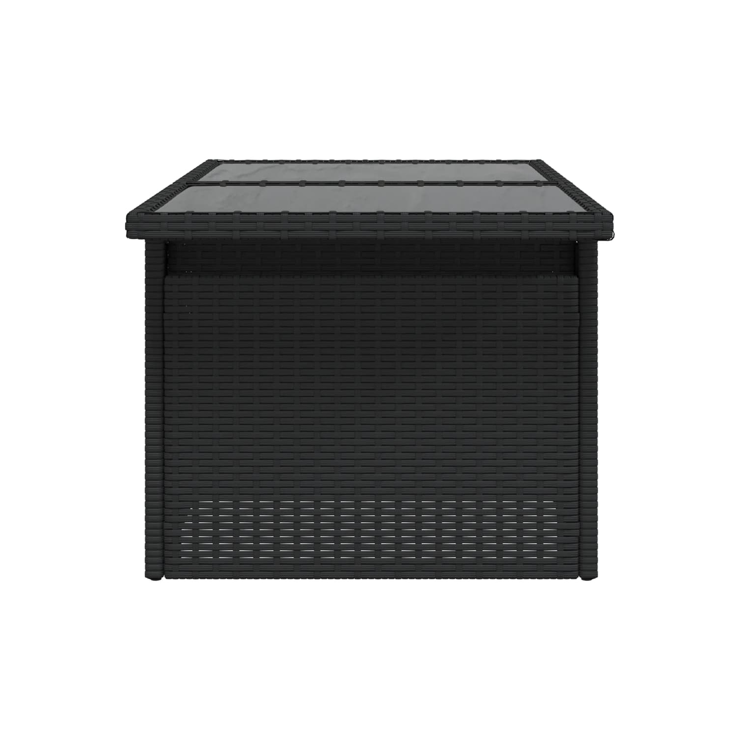 vidaXL Garden Table with Glass Top Black 100x55x73 cm Poly Rattan