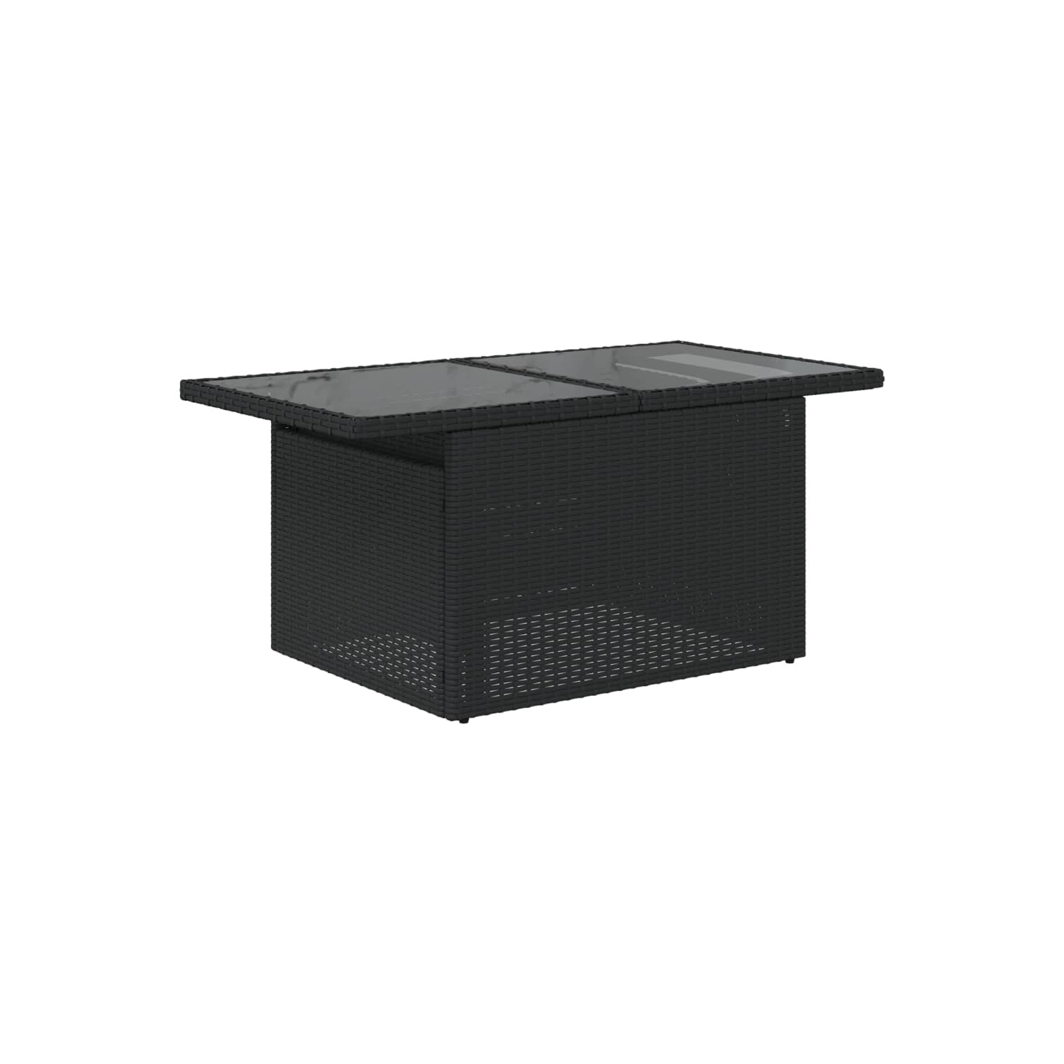 vidaXL Garden Table with Glass Top Black 100x55x73 cm Poly Rattan