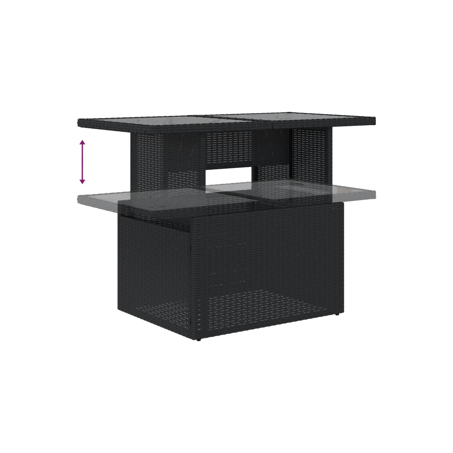vidaXL Garden Table with Glass Top Black 100x55x73 cm Poly Rattan