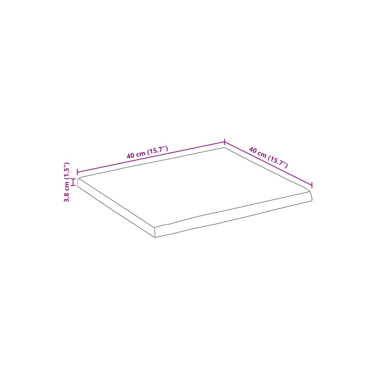 vidaXL Table Top 40x40x3.8 cm Rectangular&nbsp;Solid Wood Acacia Live Edge