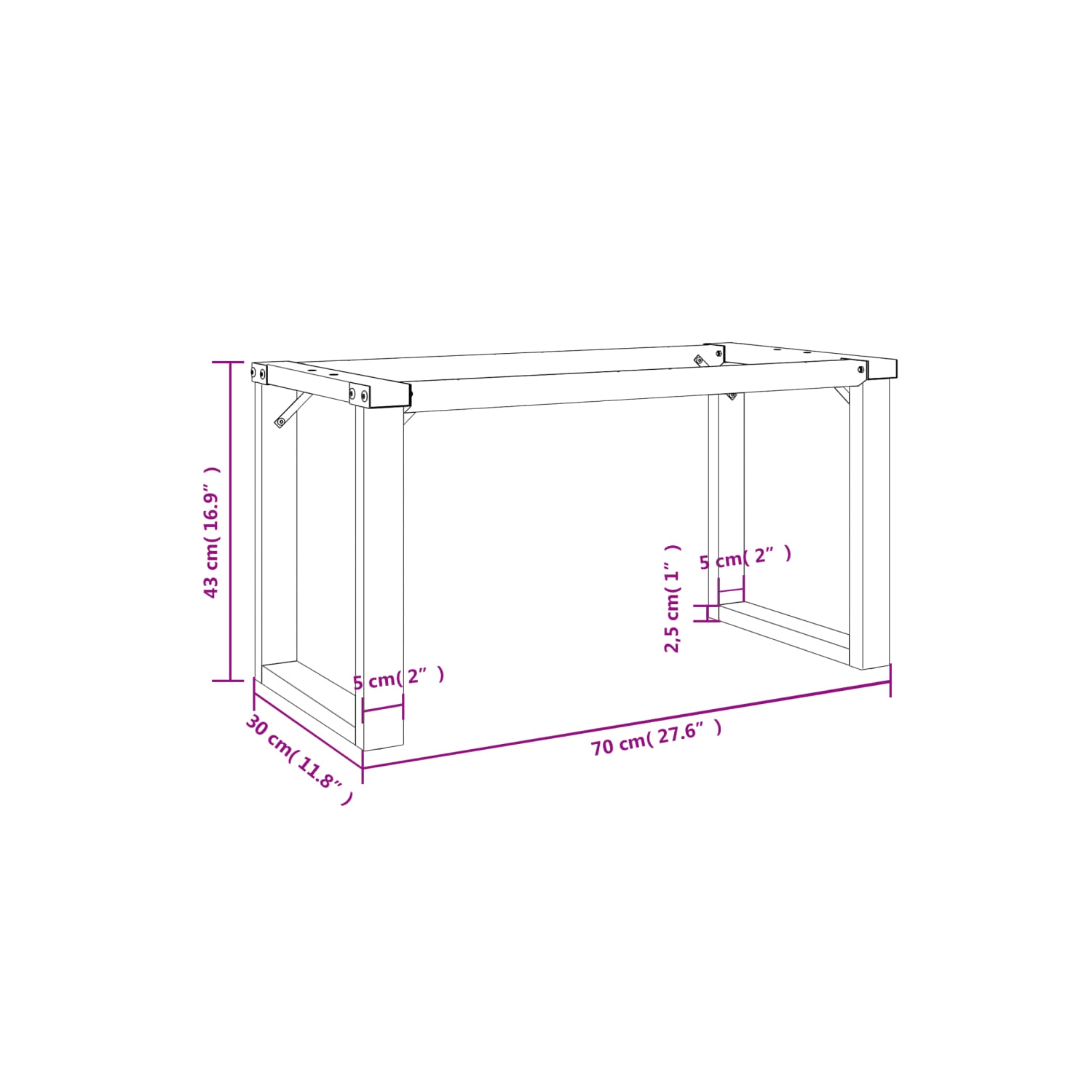 vidaXL Coffee Table Legs O-Frame 70x30x43 cm Steel